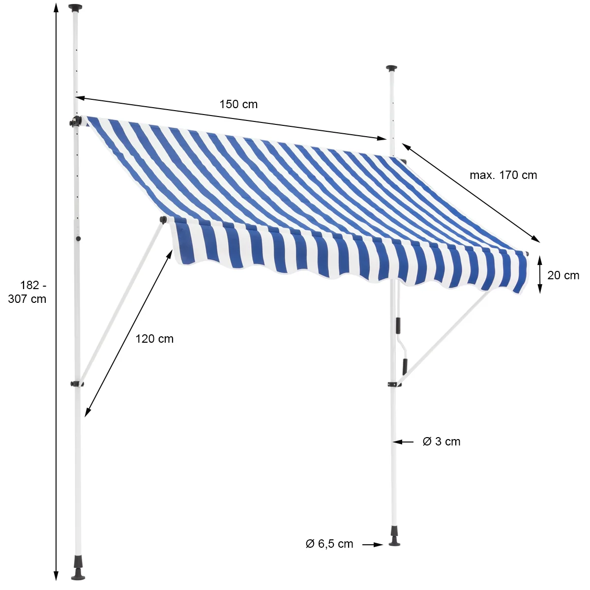 Klemmmarkise mit 7m LED Solar Lichterkette 150x120 cm /ML-Design - Image 5