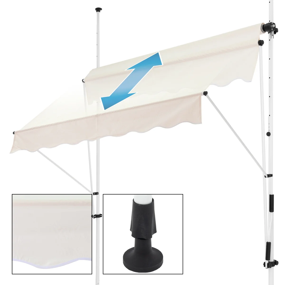 Klemmmarkise mit 7m LED Solar Lichterkette 200x120 cm Beige ML-Design - Image 4
