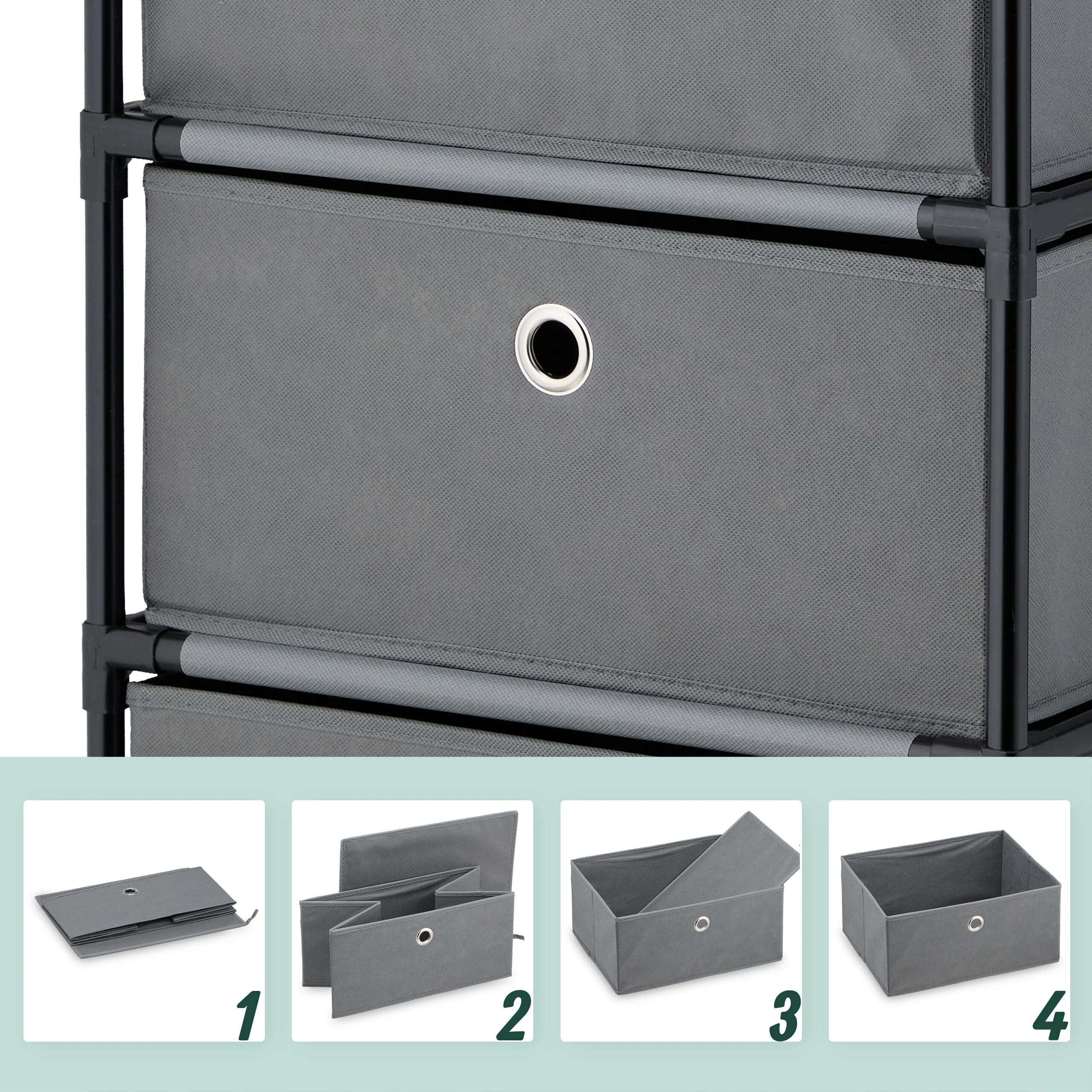 Kommode Holzoptik mit Stoffschubladen - Image 20