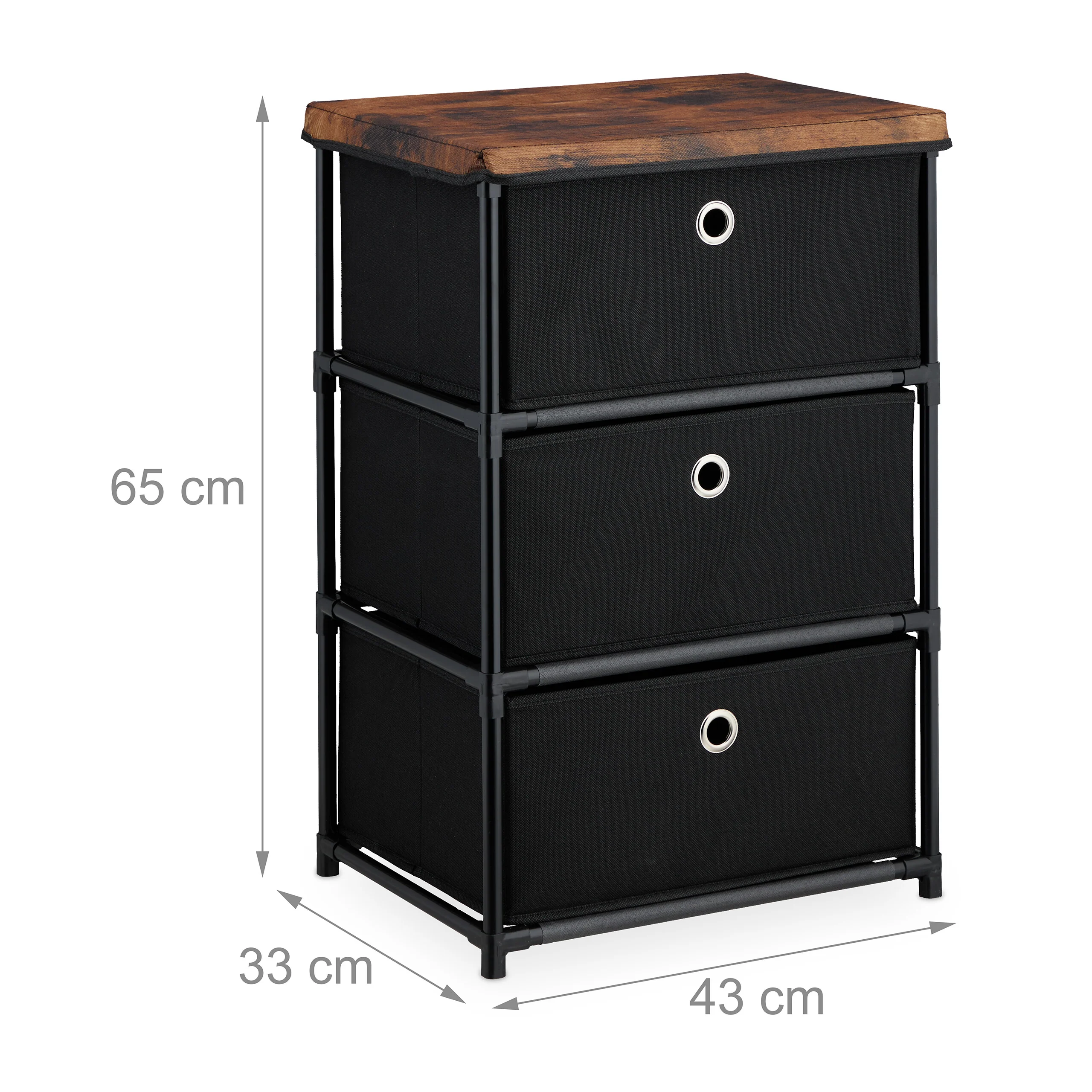 Kommode Holzoptik mit Stoffschubladen - Image 24