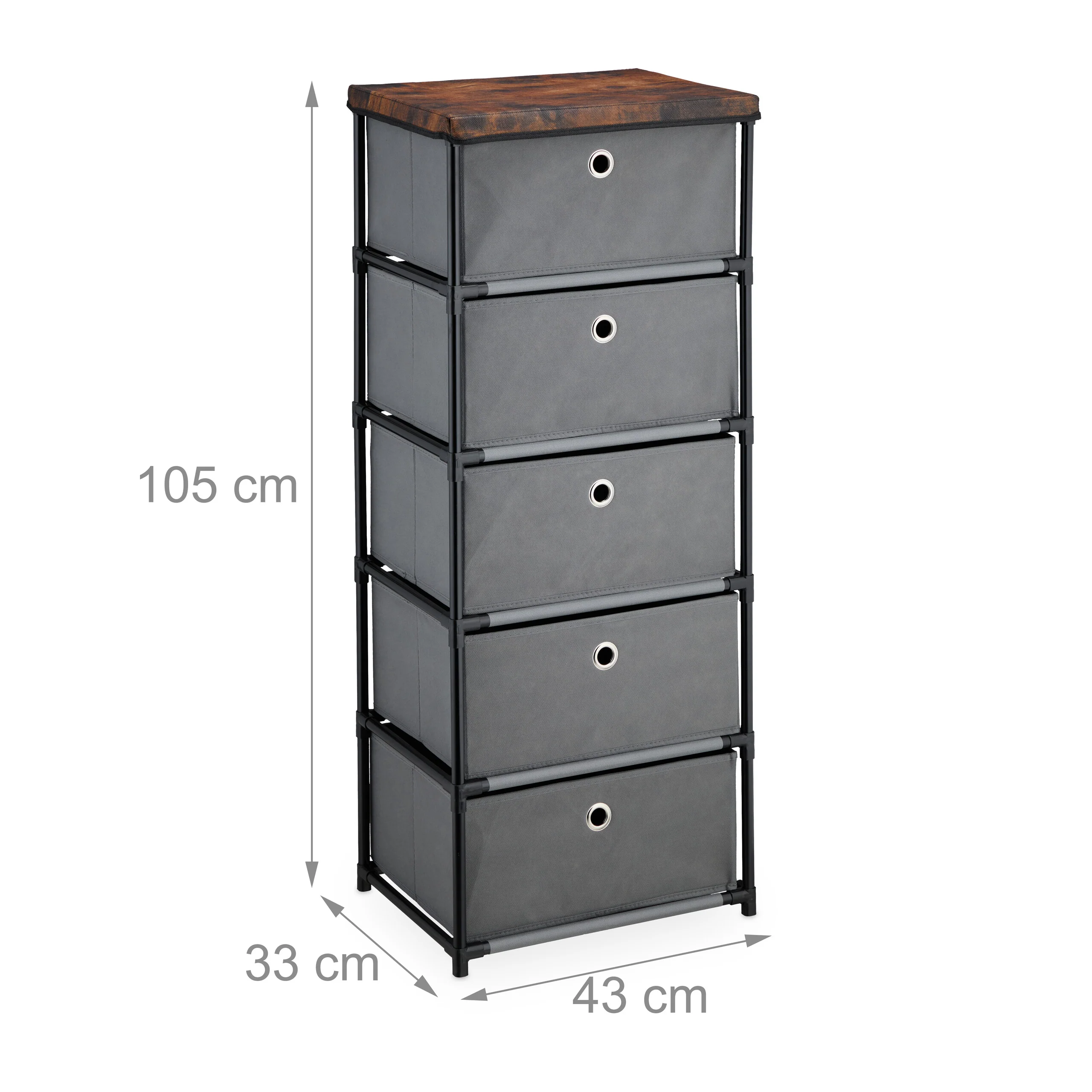Kommode Holzoptik mit Stoffschubladen - Image 29