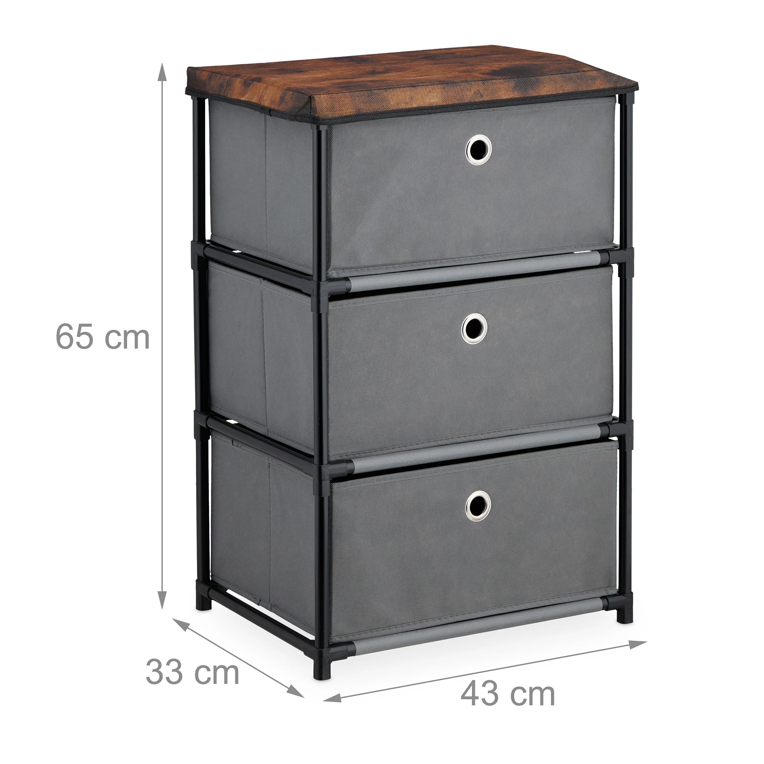 Kommode Holzoptik mit Stoffschubladen - Image 32