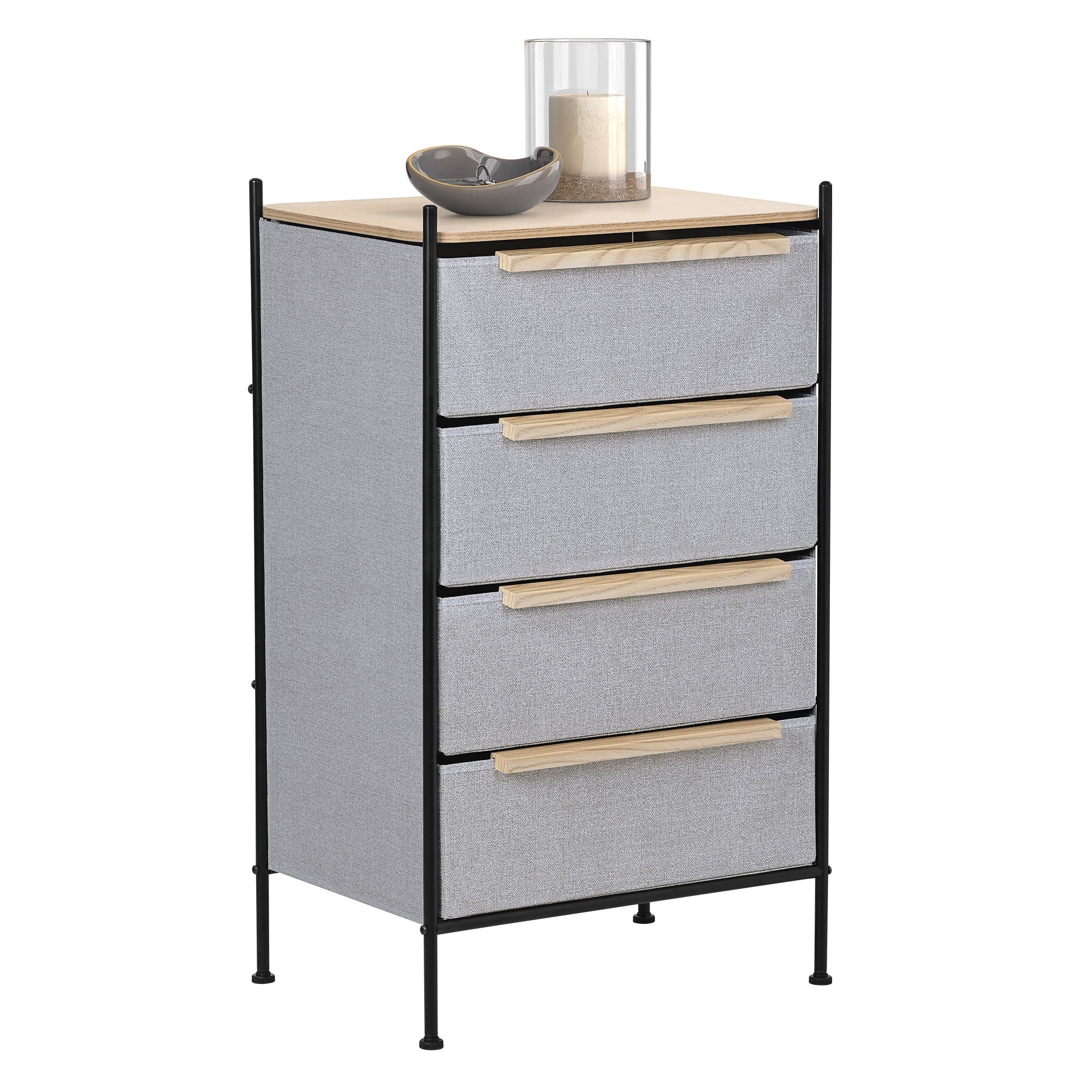 Kommode mit Schubladen aus Stoff, 58x98x42,5 cm, Grau, mit MDF-Platte und Stahlrahmen - Image 5