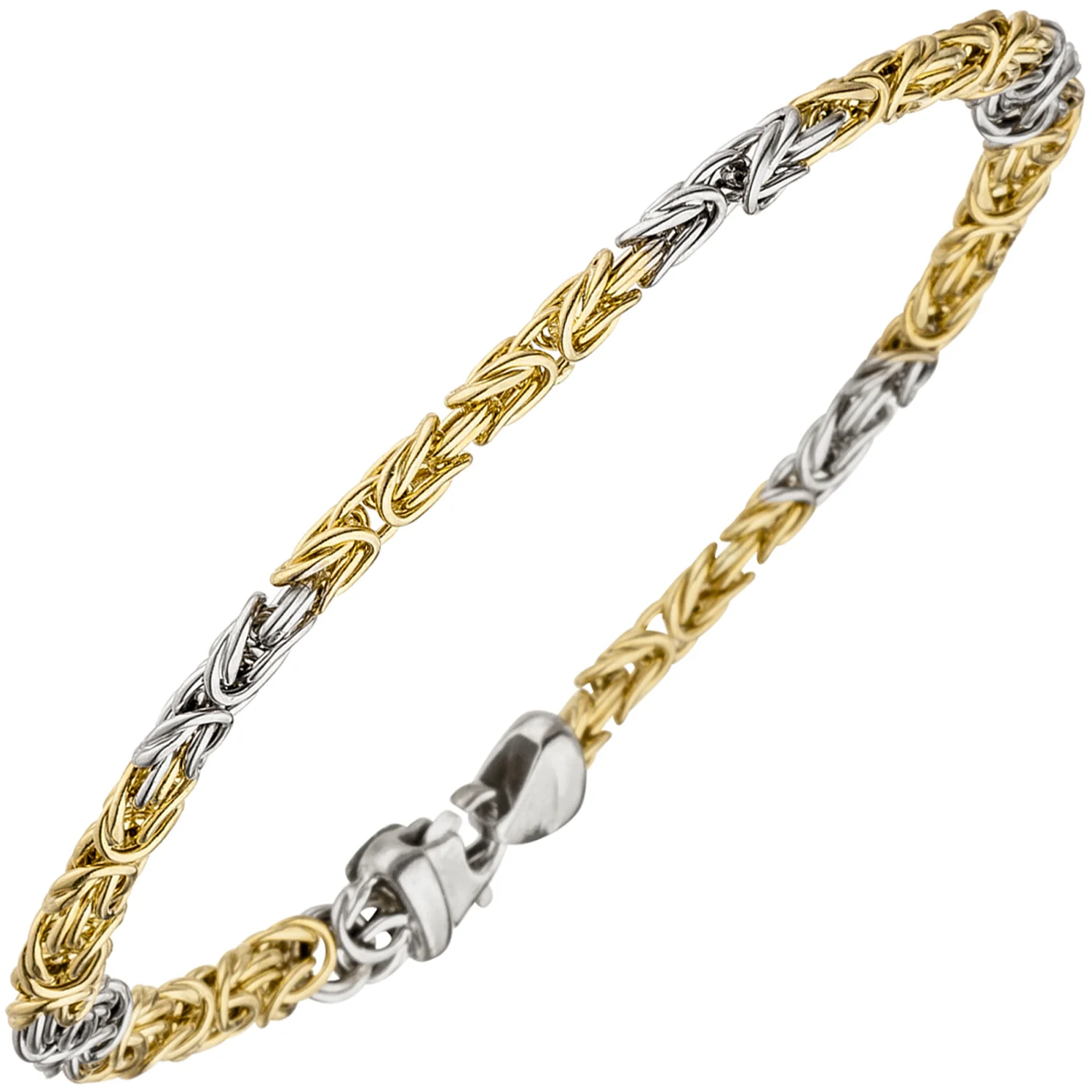 Königsarmband 375 Gold Weißgold Gelbgold bicolor 19 cm Armband Goldarmband