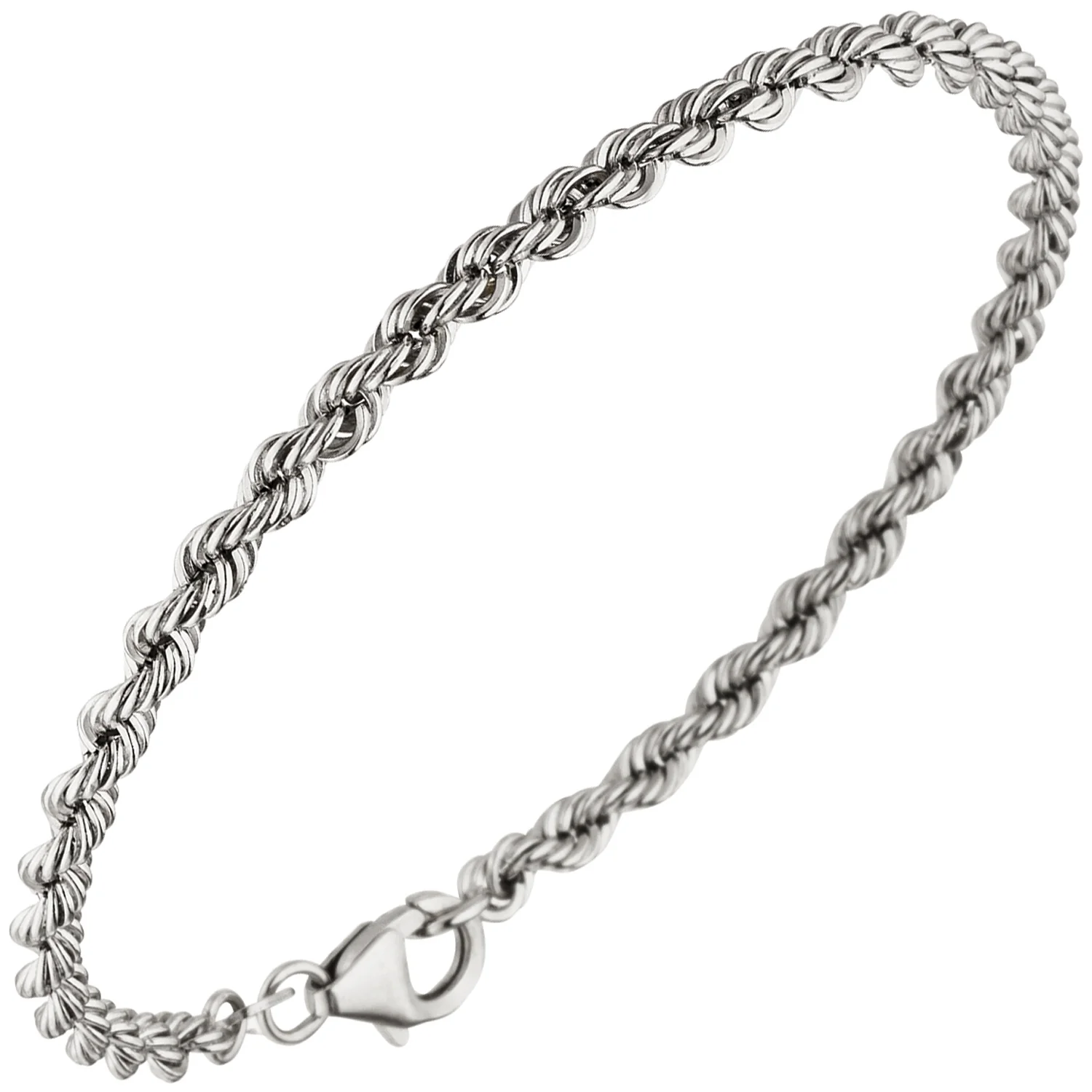 Kordelarmband 585 Gold Weißgold 19 cm Armband Goldarmband Karabiner - Image 2
