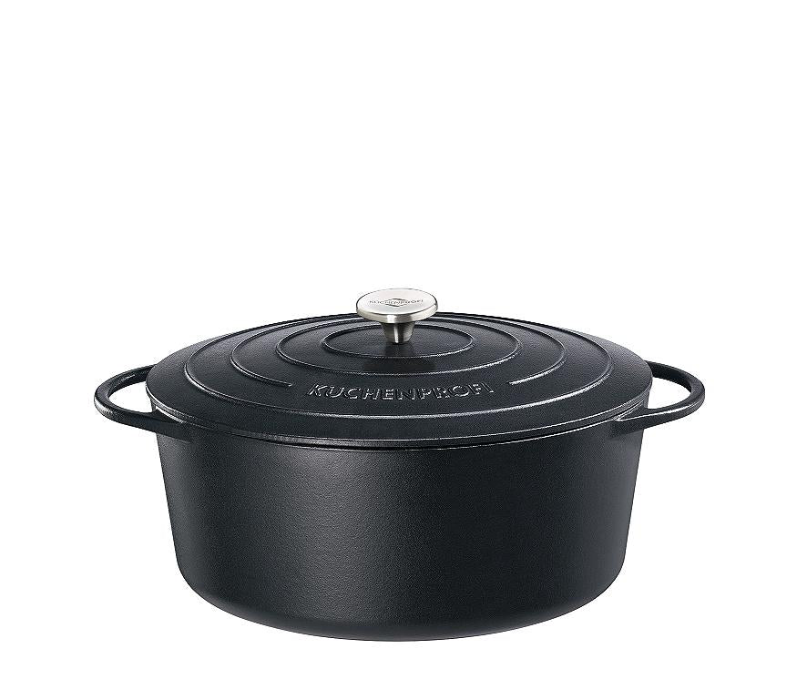 KÜCHENPROFI Bratentopf oval Gusseisen mit Deckel 7 Liter 33x12,9cm schwarz - Image 3