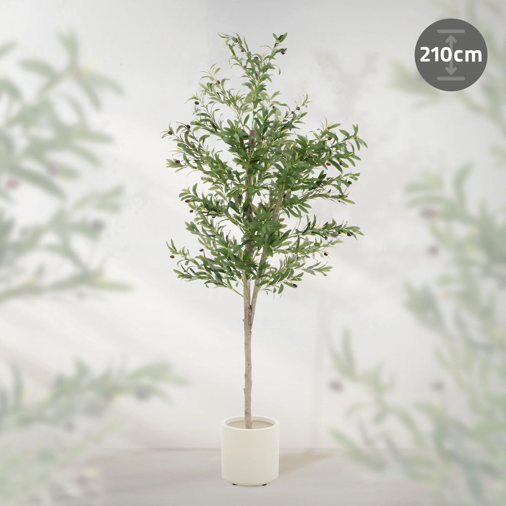 Künstlicher Olivenbaum 120 cm, Künstliche Pflanzen groß mit Naturholzstamm und Früchten - Image 22