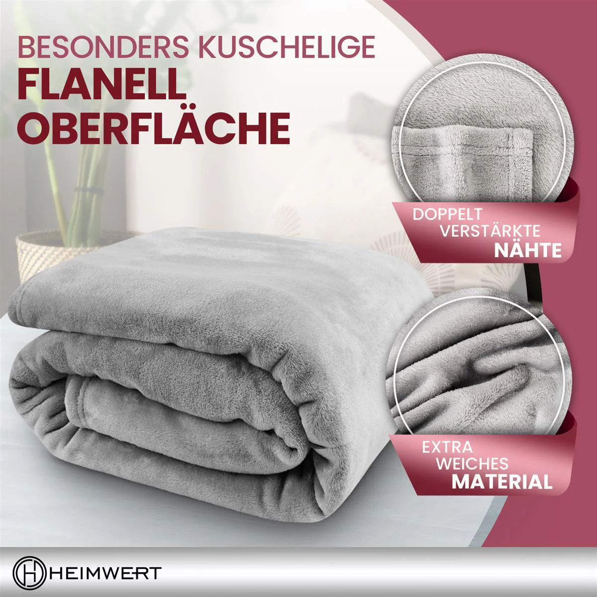 Kuscheldecke Sofadecke Decke flauschig Flanell Überwurf leicht warm Bett grau - 220x240 cm - Image 3