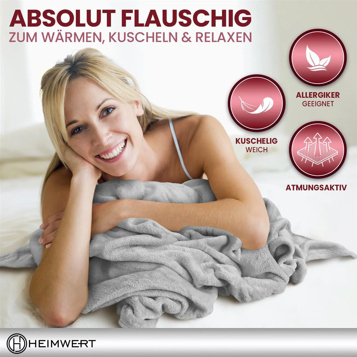 Kuscheldecke Sofadecke Decke flauschig Flanell Überwurf leicht warm Bett grau - 220x240 cm - Image 4