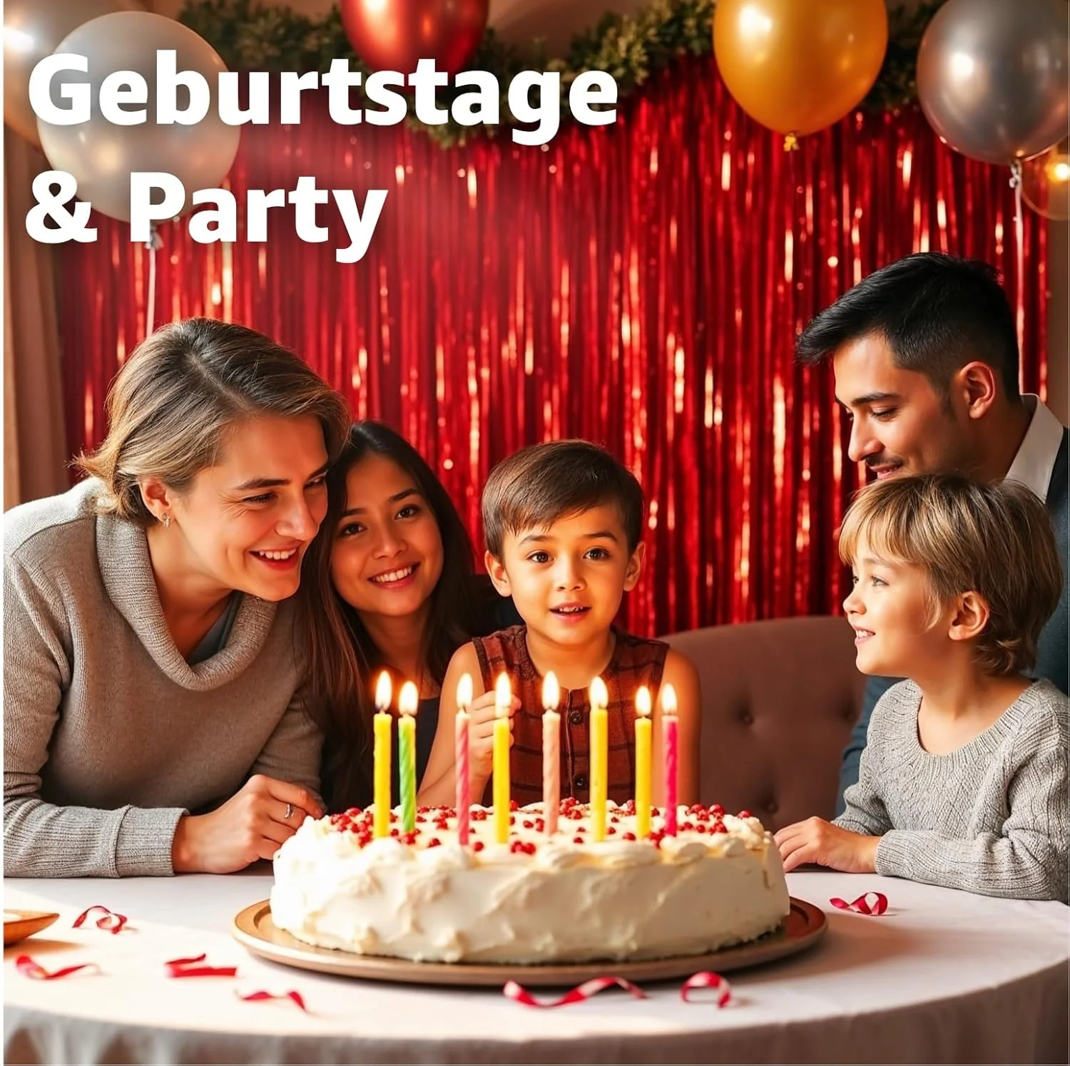 Lametta Vorhang rot - 200 x 100 cm - Glitzervorhang für Türrahmen als Dekoration, Party, Hochzeit - Image 5