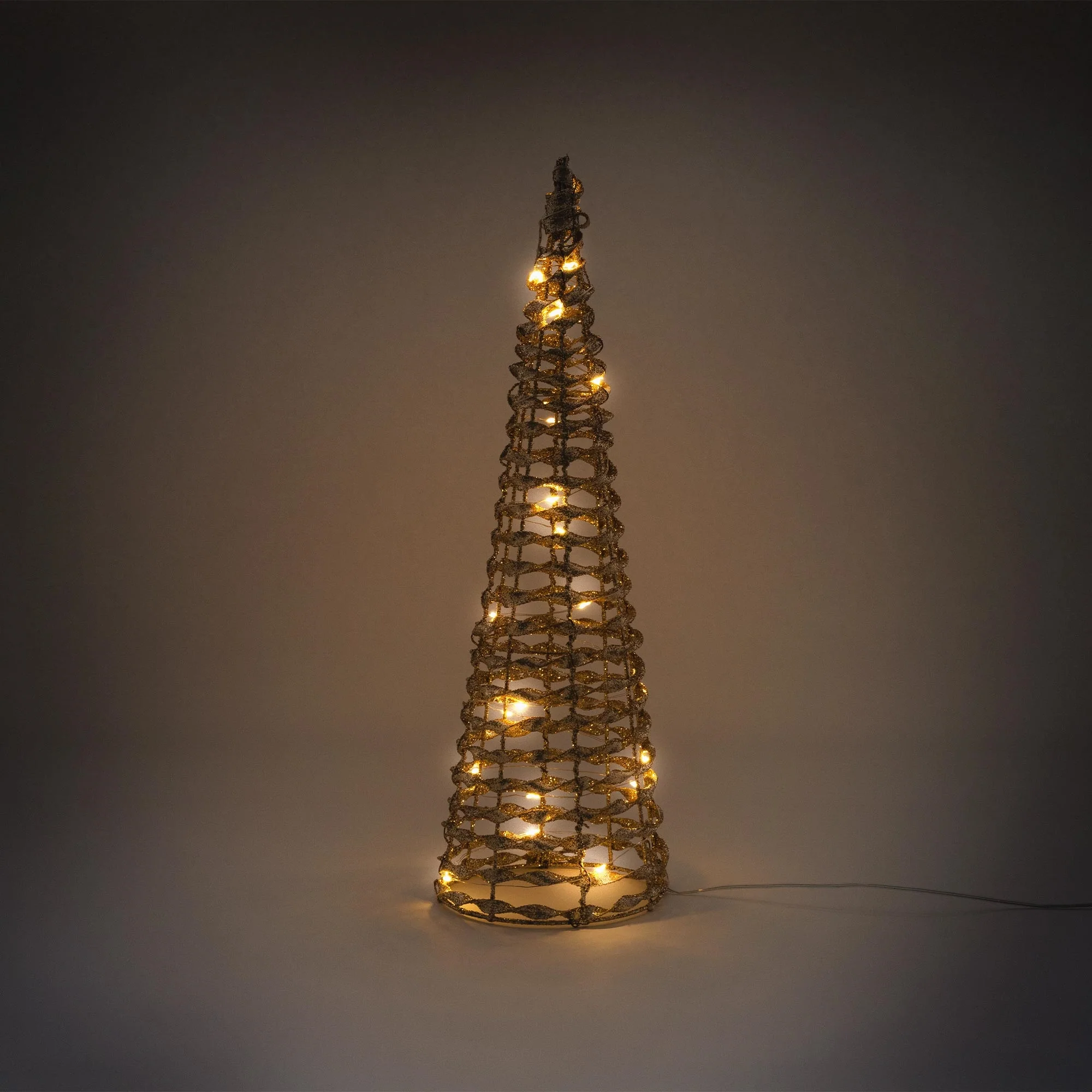 LED Lichterkegel Weihnachtsdeko 40 cm Gold aus Metall mit warmweißen LEDs - Image 5