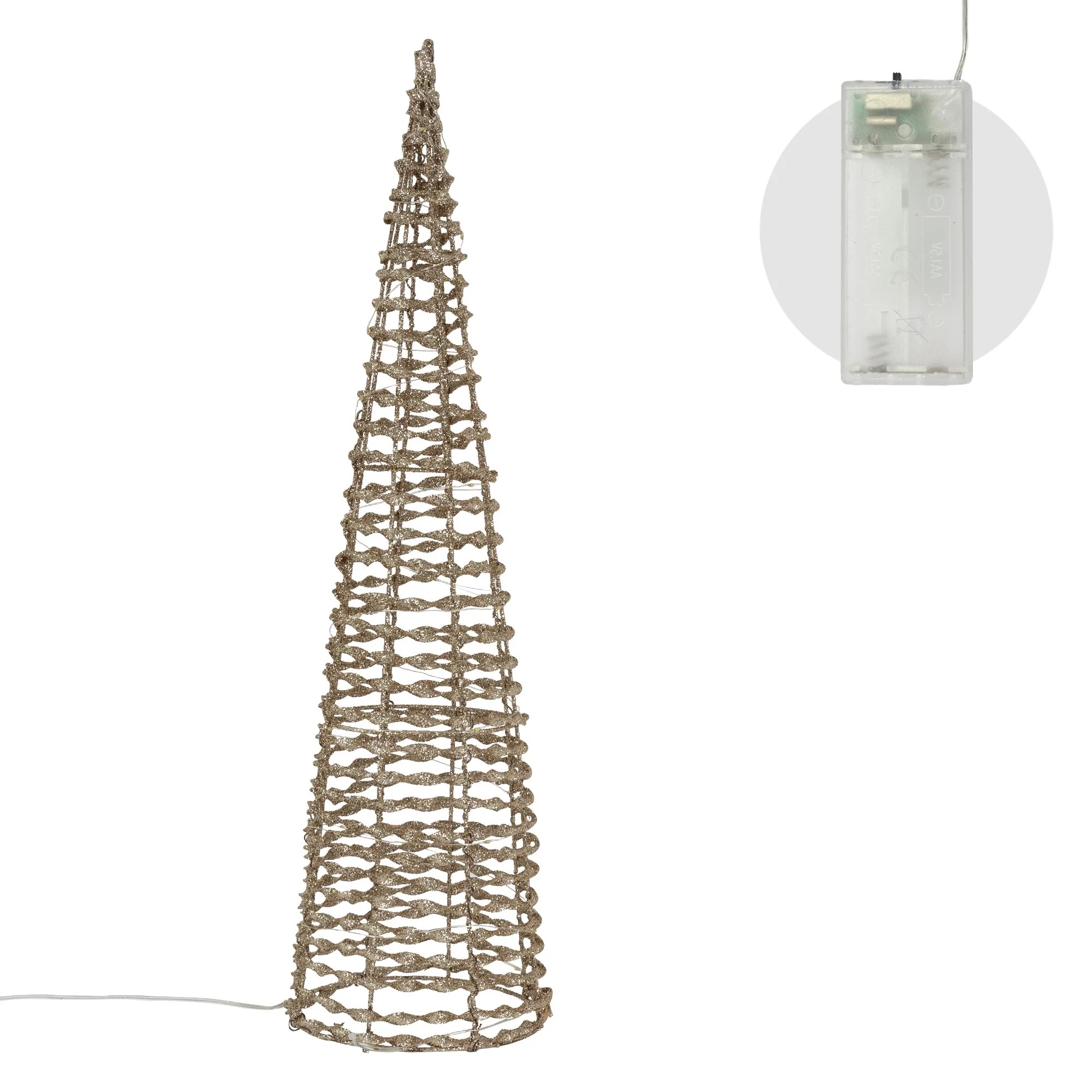 LED Pyramide Lichterkegel 2er Set 60/80 cm Gold aus Metall mit warmweißen LEDs - Image 2