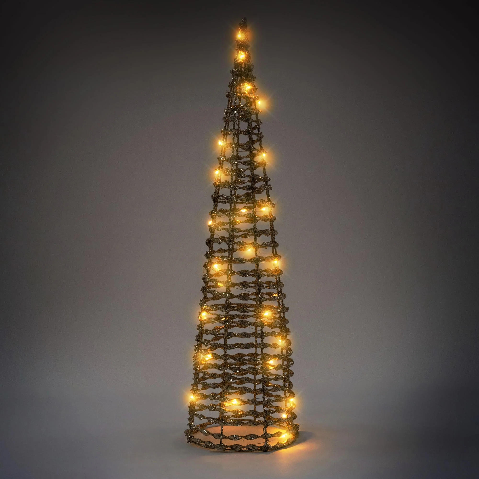 LED Pyramide Lichterkegel 2er Set 60/80 cm Gold aus Metall mit warmweißen LEDs - Image 3