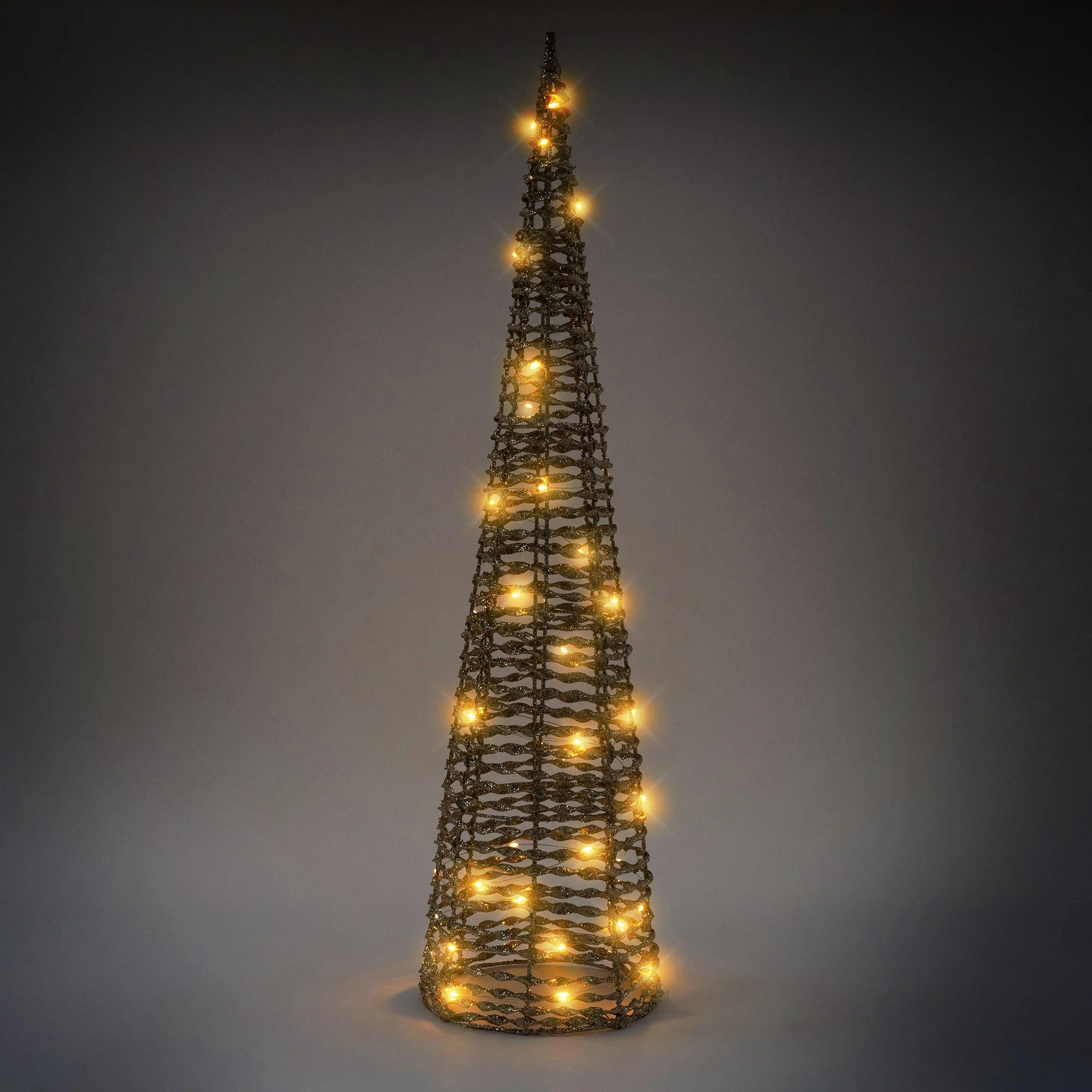 LED Pyramide Lichterkegel 2er Set 60/80 cm Gold aus Metall mit warmweißen LEDs - Image 5