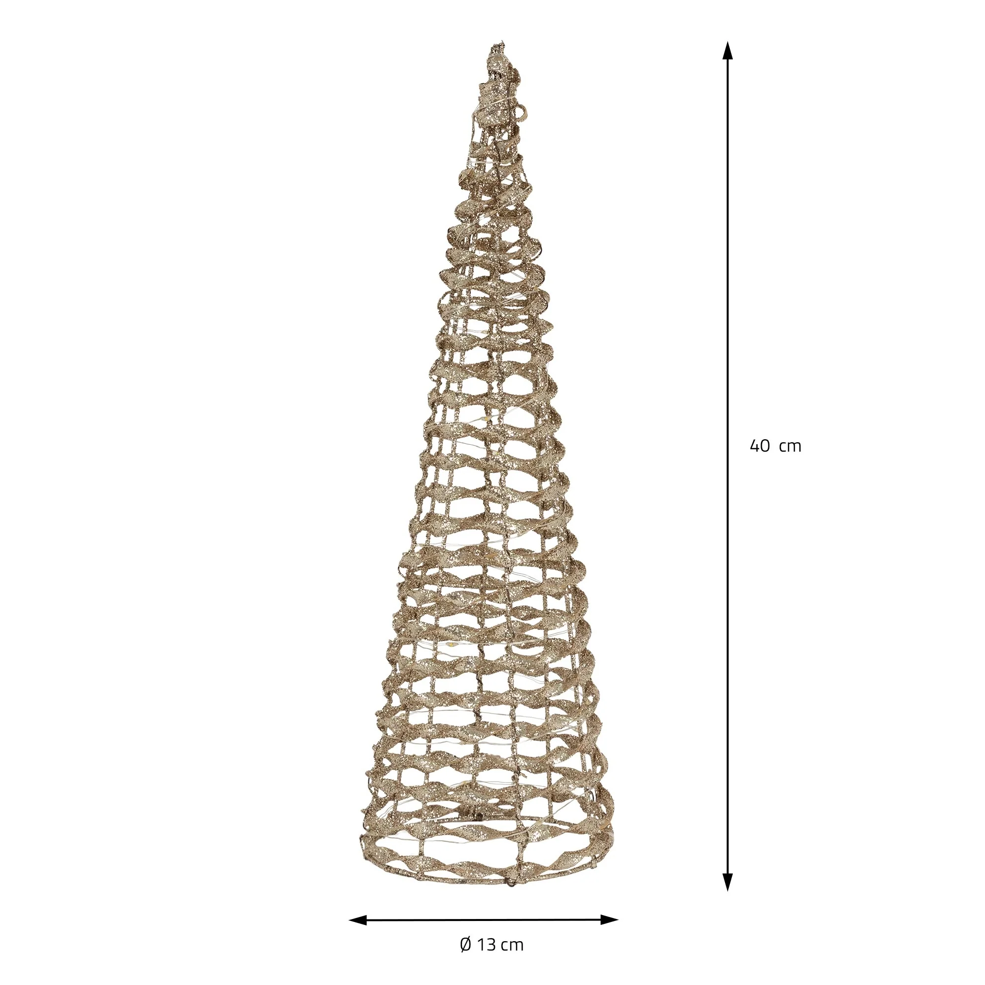 LED Pyramide Lichterkegel 3er Set 40/60 cm Gold aus Metall mit warmweißen LEDs - Image 4