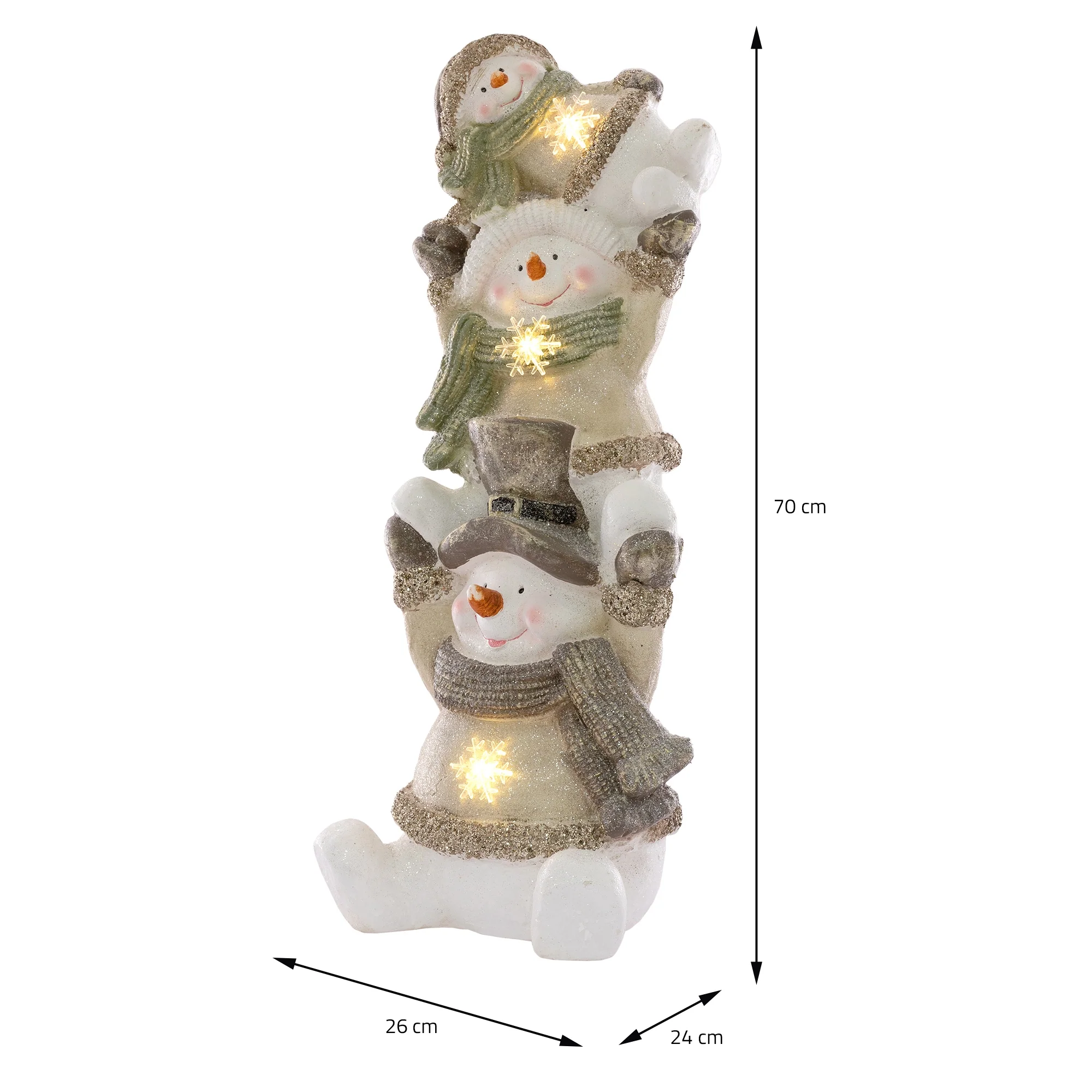 LED Schneeman Trio Deko Figur 70 cm aus Polyresin - Image 6