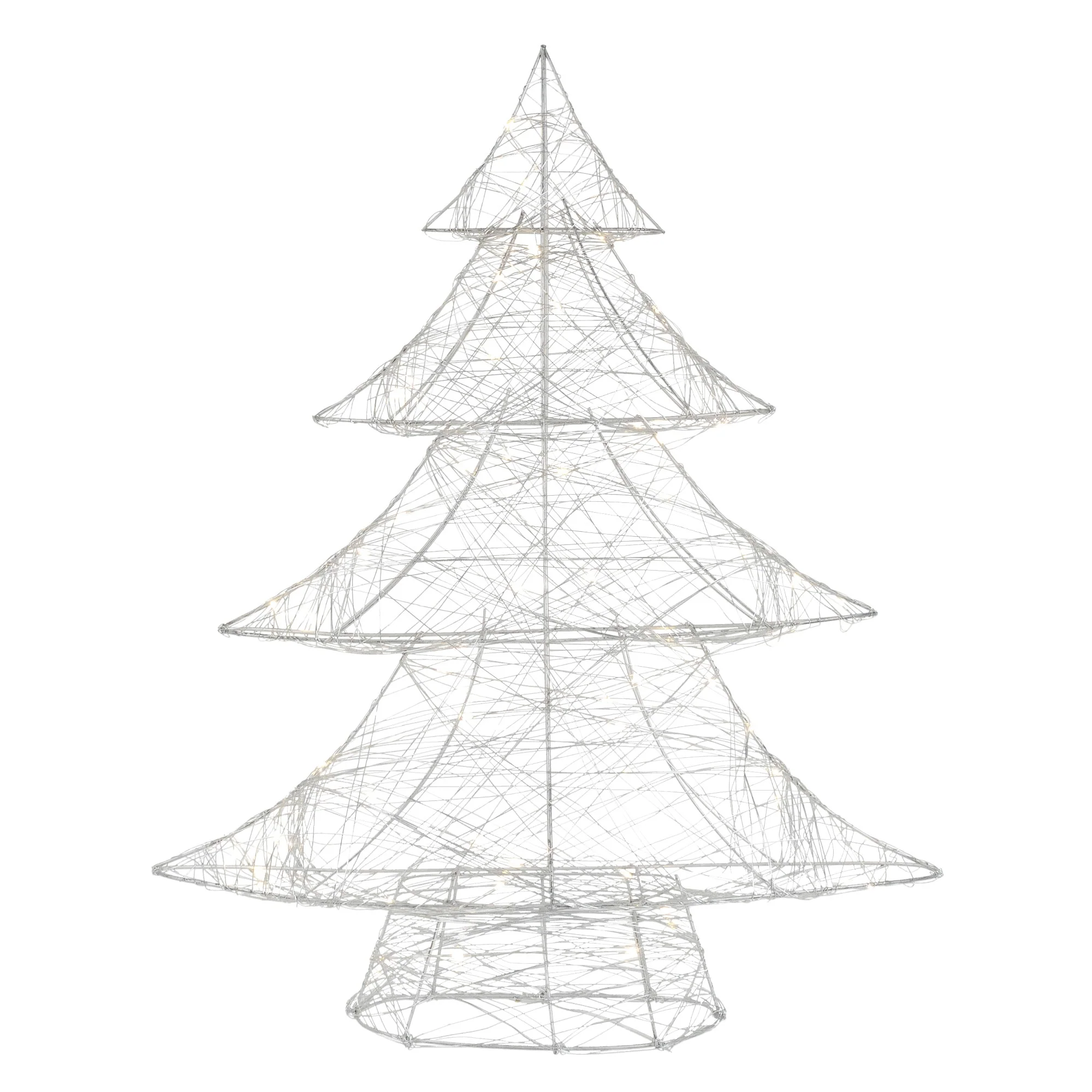 LED Weihnachtsdeko Baum 60 cm Silber aus Metall mit warmweißen LEDs - Image 2
