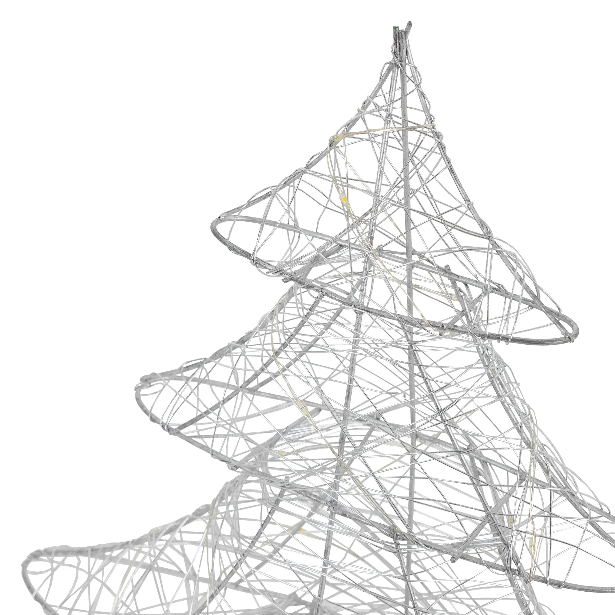 LED Weihnachtsdeko Baum 60 cm Silber aus Metall mit warmweißen LEDs - Image 3