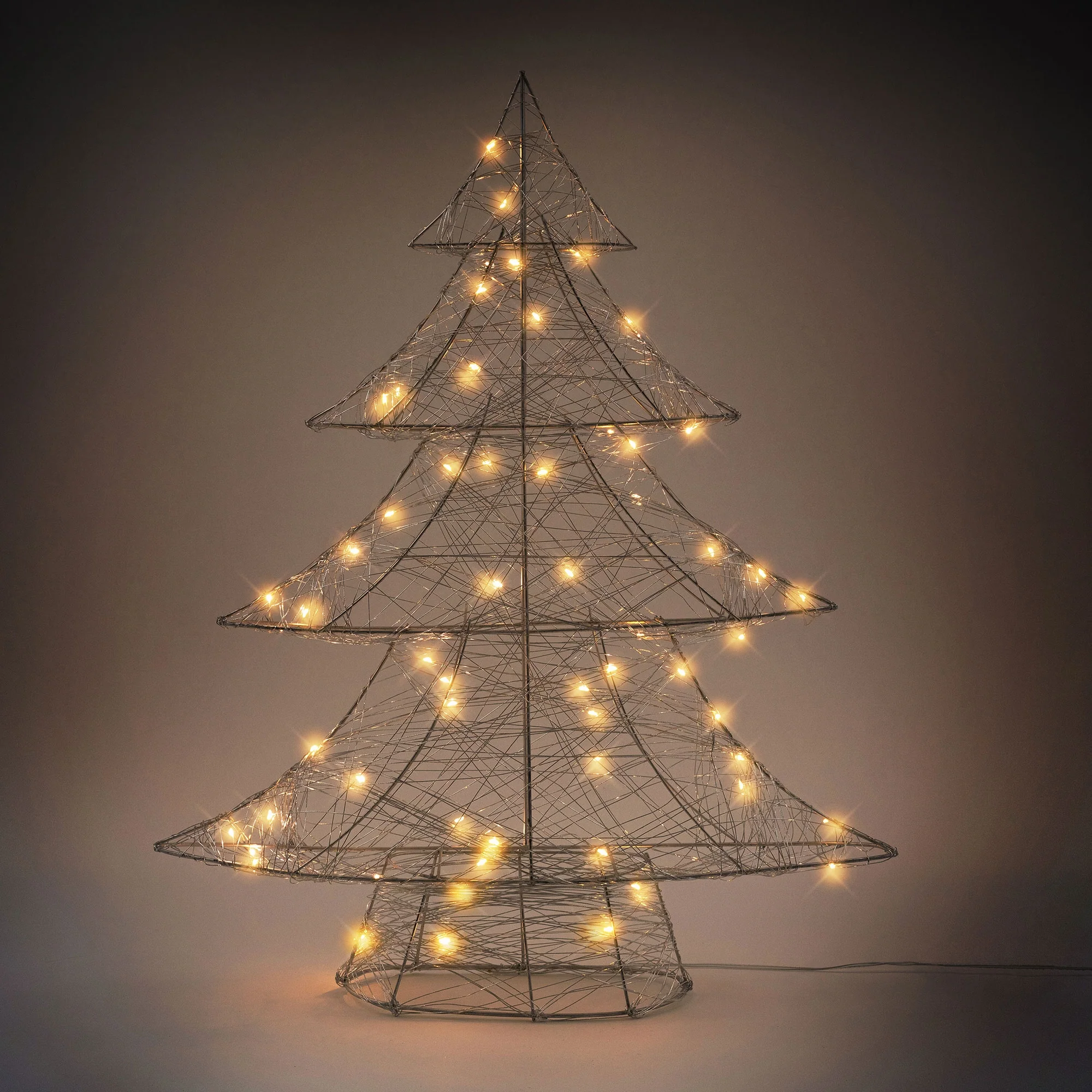 LED Weihnachtsdeko Baum 60 cm Silber aus Metall mit warmweißen LEDs - Image 5