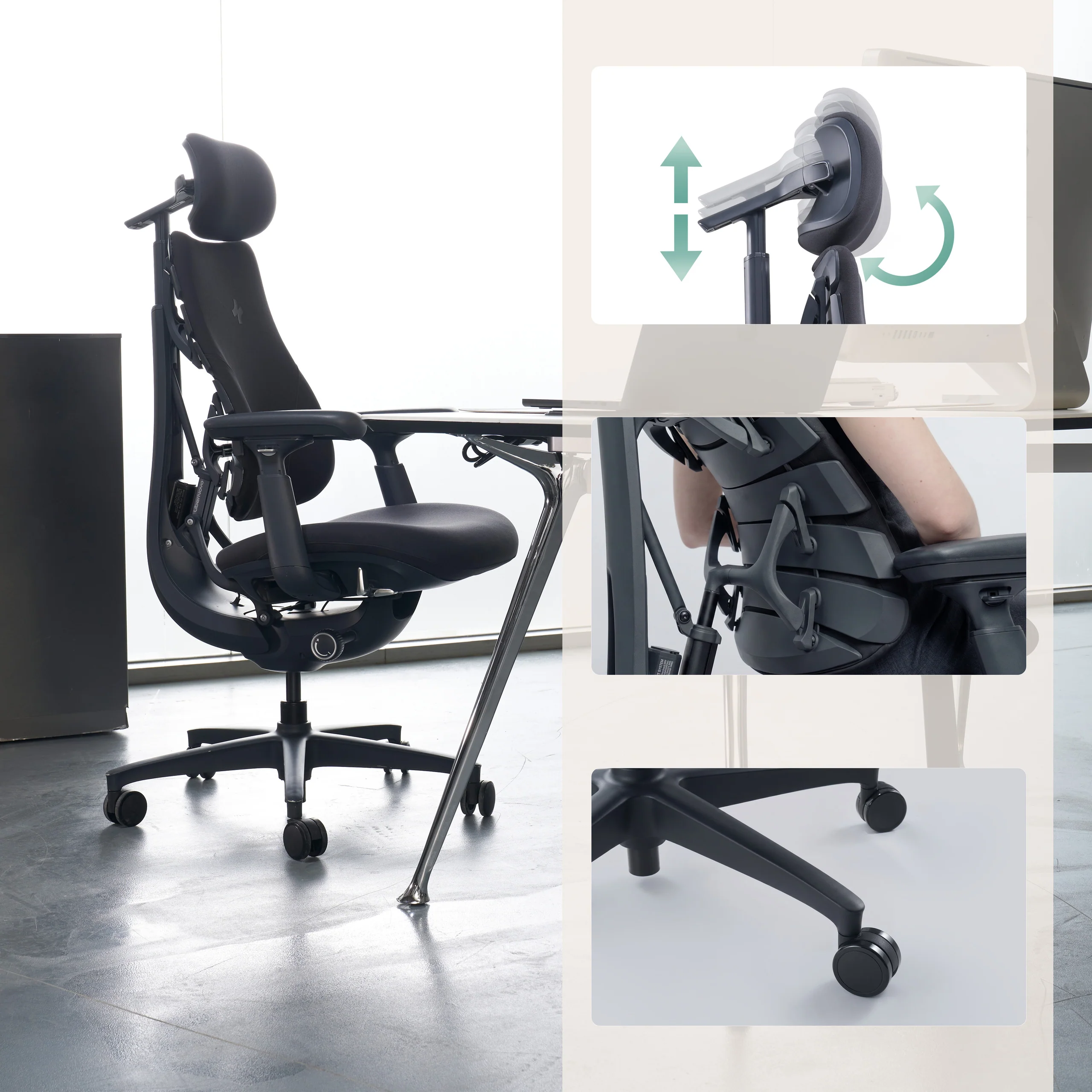 LiberNovo Omni Dynamischer ergonomischer Stuhl 48 cm Sitztiefe Stoff schwarz - Image 5