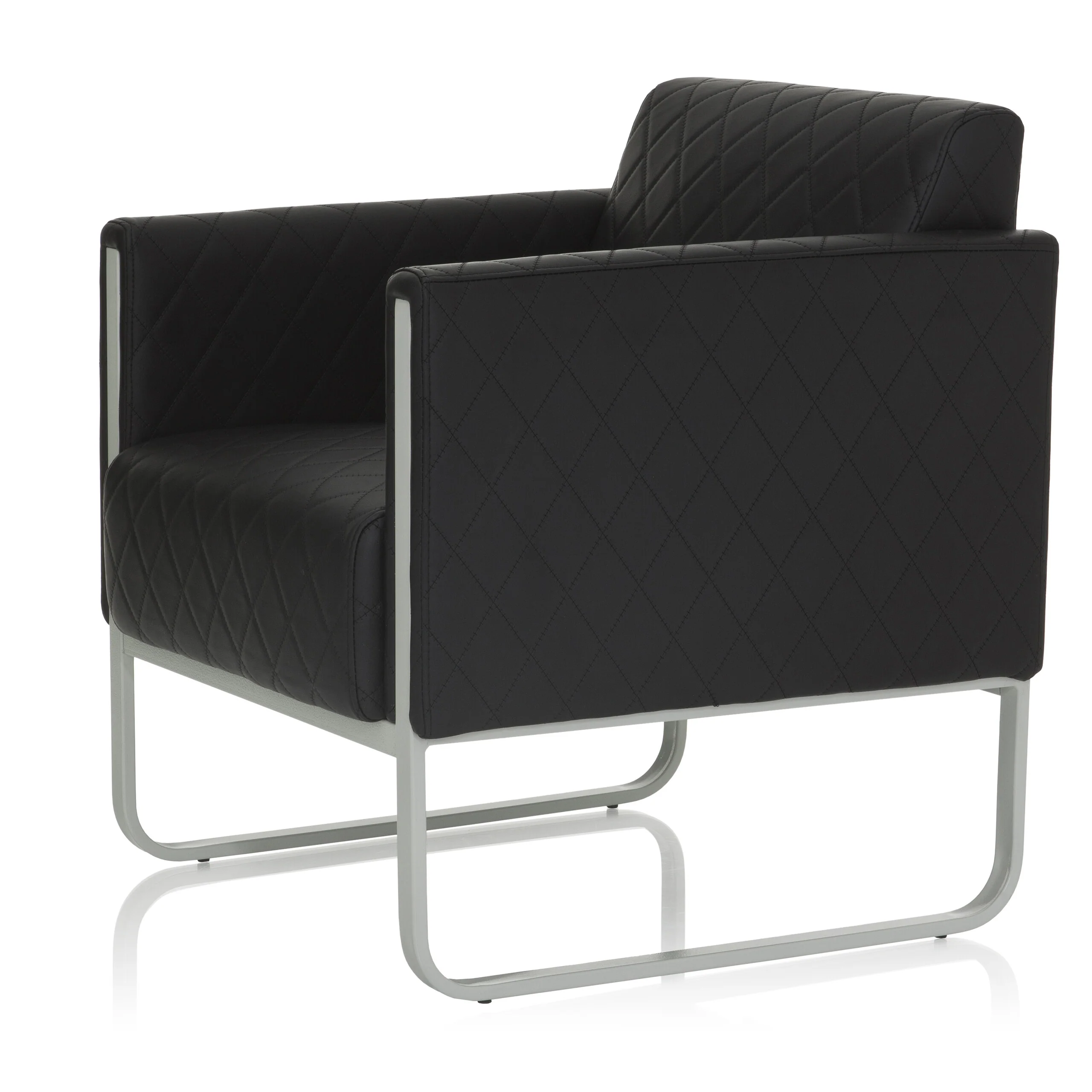 Loungesessel ARUBA STEP Gestell weißgrau Kunstleder 1-Sitzer schwarz hjh OFFICE - Image 10