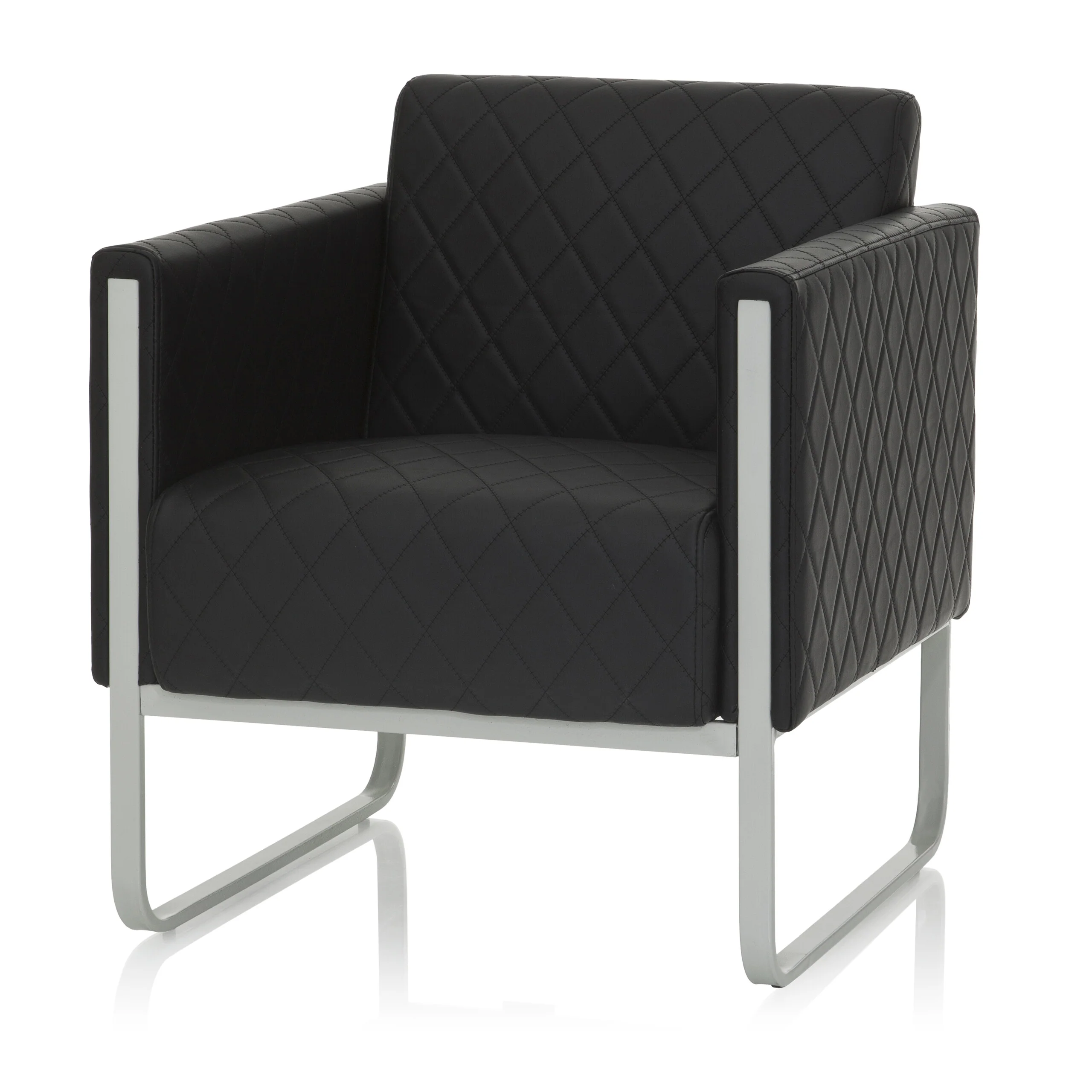 Loungesessel ARUBA STEP Gestell weißgrau Kunstleder 1-Sitzer schwarz hjh OFFICE - Image 11