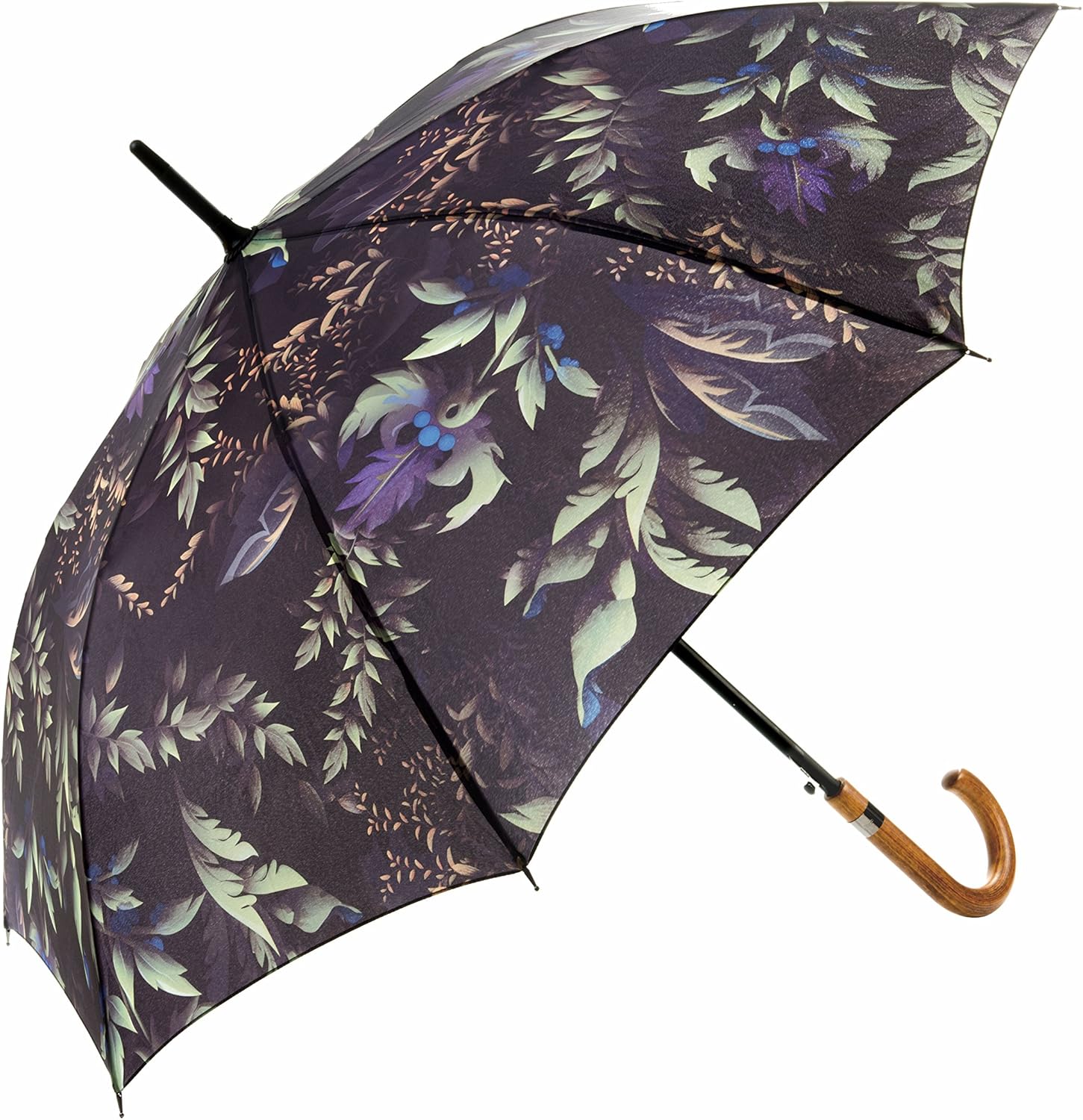 Mary Sam's Regenschirm Stockschirm Blumenmuster Damen & Herren, Schwarz, Gold & Braun - Image 7