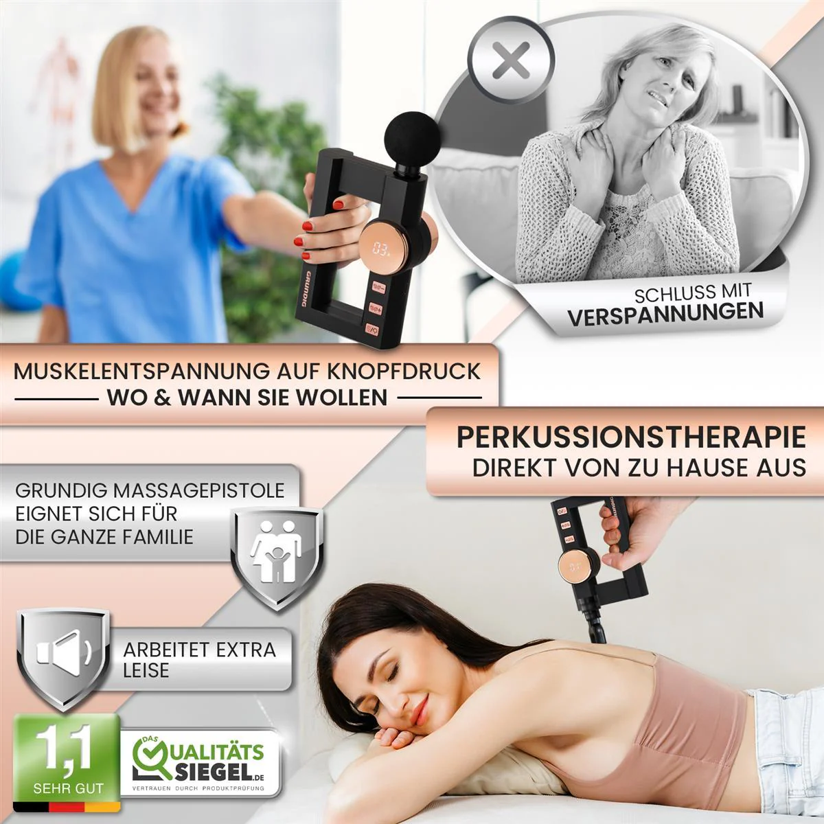 Massagepistole Massagegerät mit TIEFENWÄRME 4 Heizstufen und 32 Massagestufen - Image 8