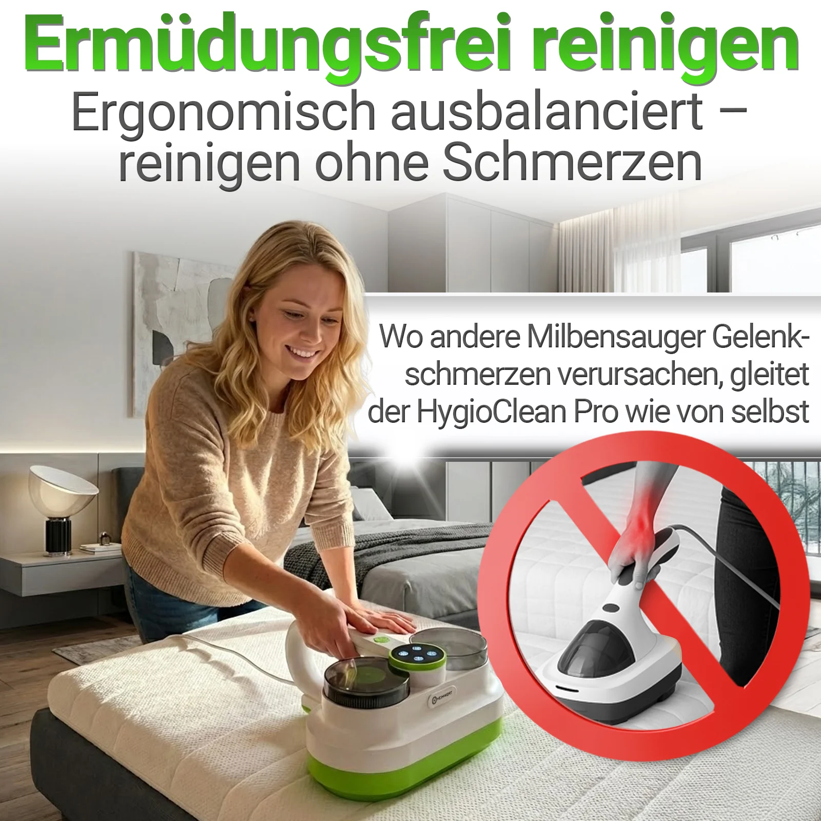 Milbensauger Matratzenreiniger Milben UV-C Licht & Tiefenvibration 400W fasertiefe Reinigung - Image 7