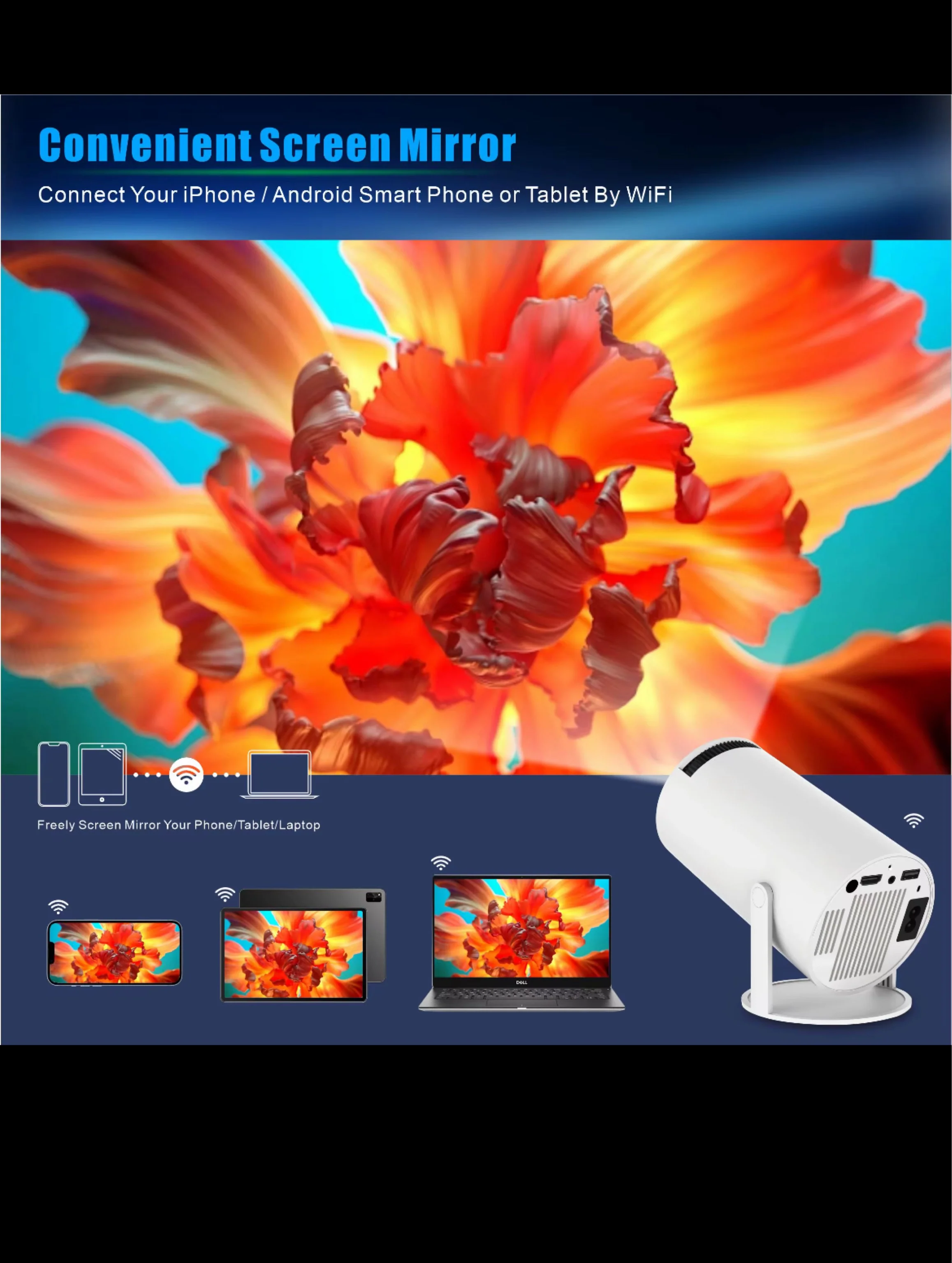 Mini Beamer 4K Support WLAN Bluetooth Android 11 – HD Projektor Heimkino Netflix YouTube 180° - Image 4