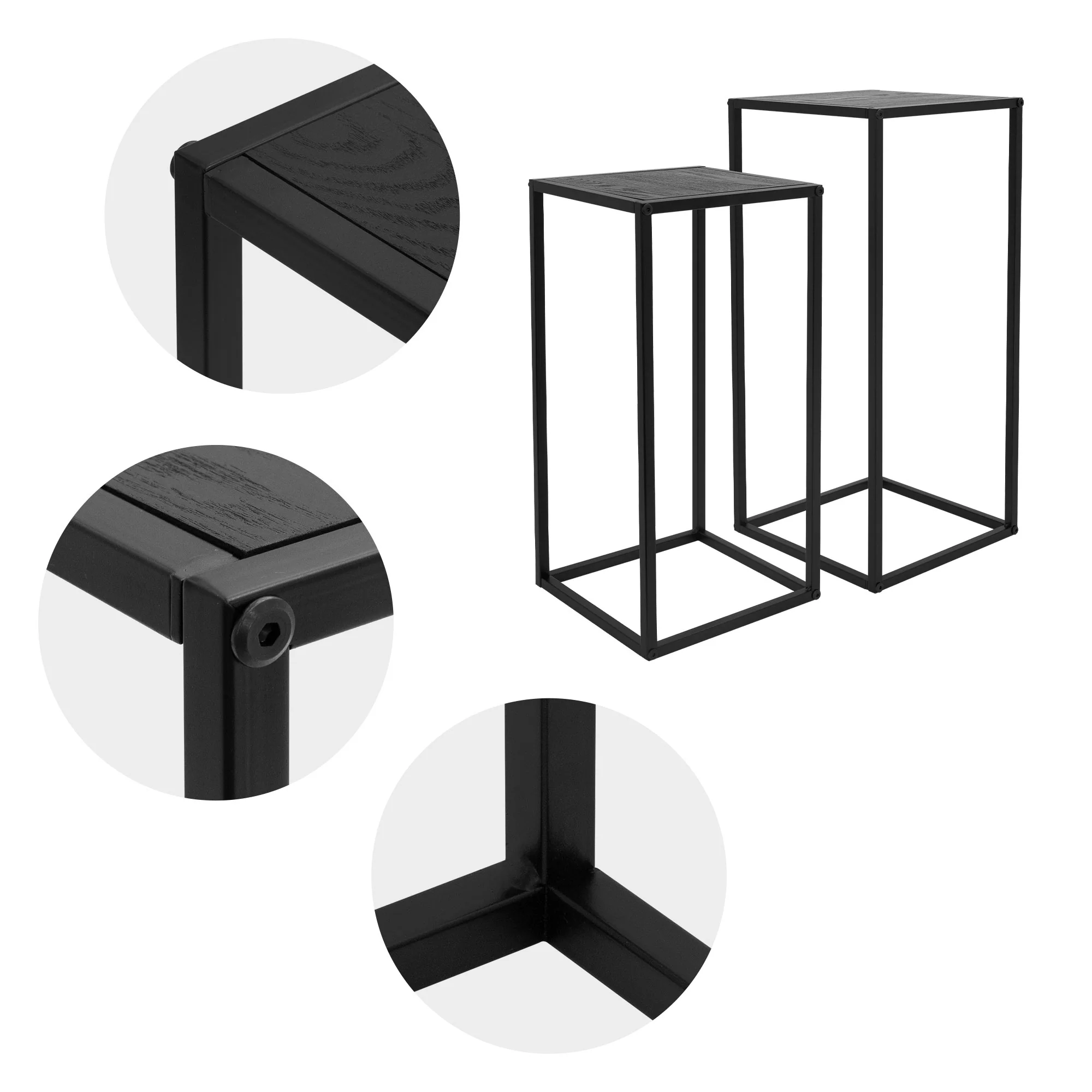 ML-Design Blumenständer 4er Set Schwarz, 24x50x24/27x60x27 cm, Modern - Image 4