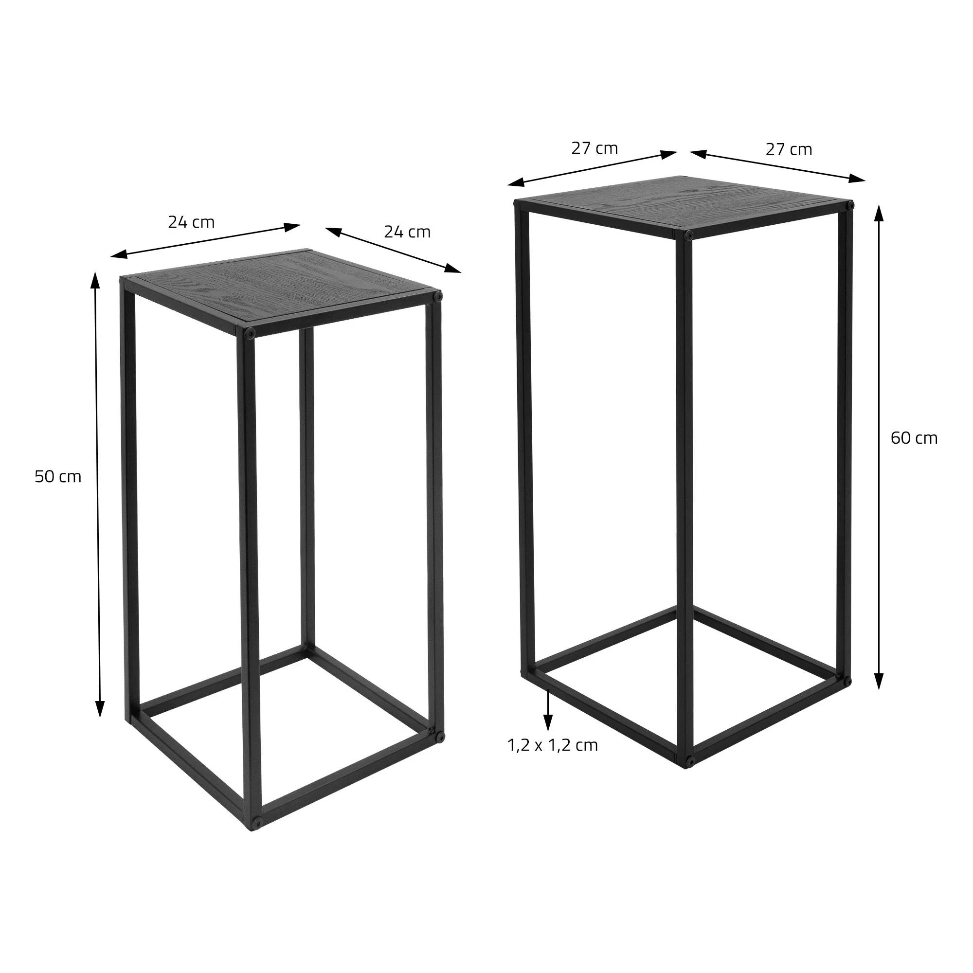 ML-Design Blumenständer 6er Set Schwarz, 24x50x24/27x60x27 cm, Modern - Image 6