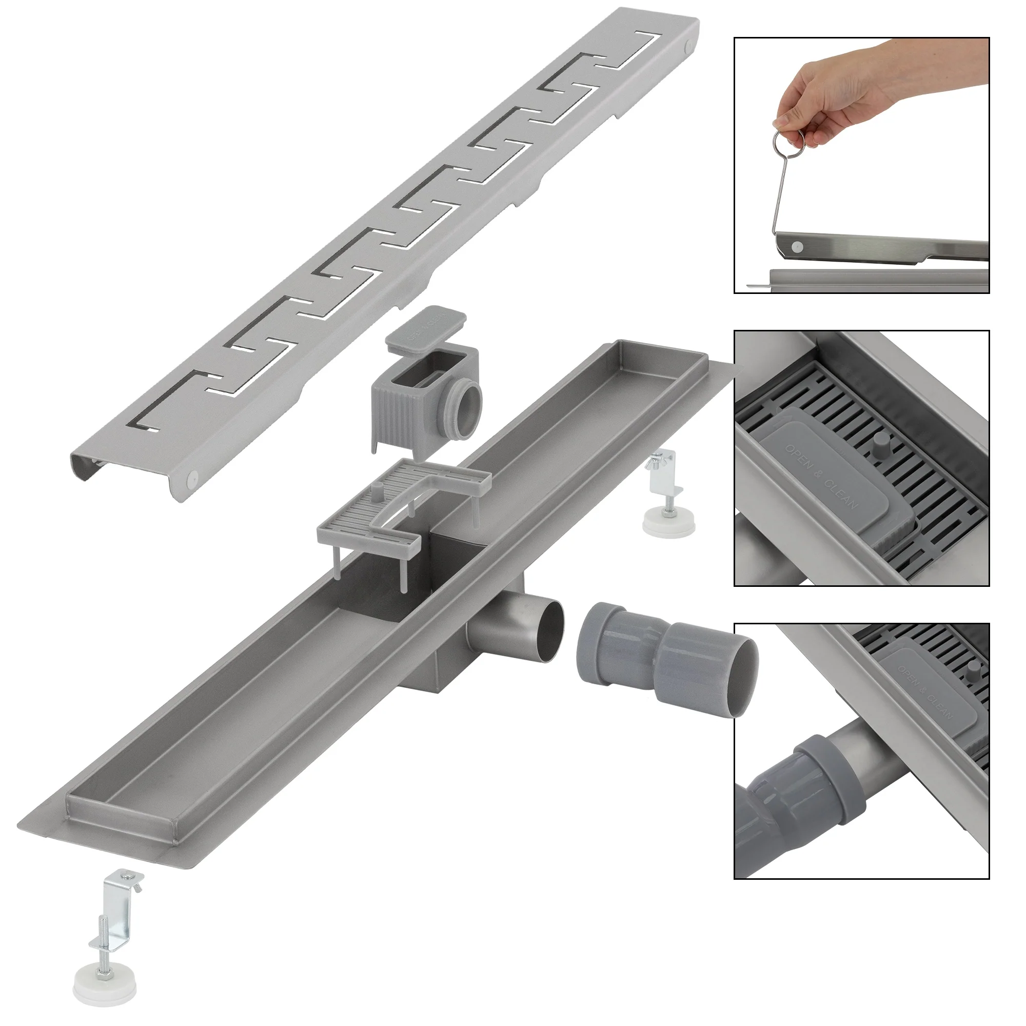 ML-Design Duschrinne geschlitzt 80cm Silber aus Edelstahl - Image 3