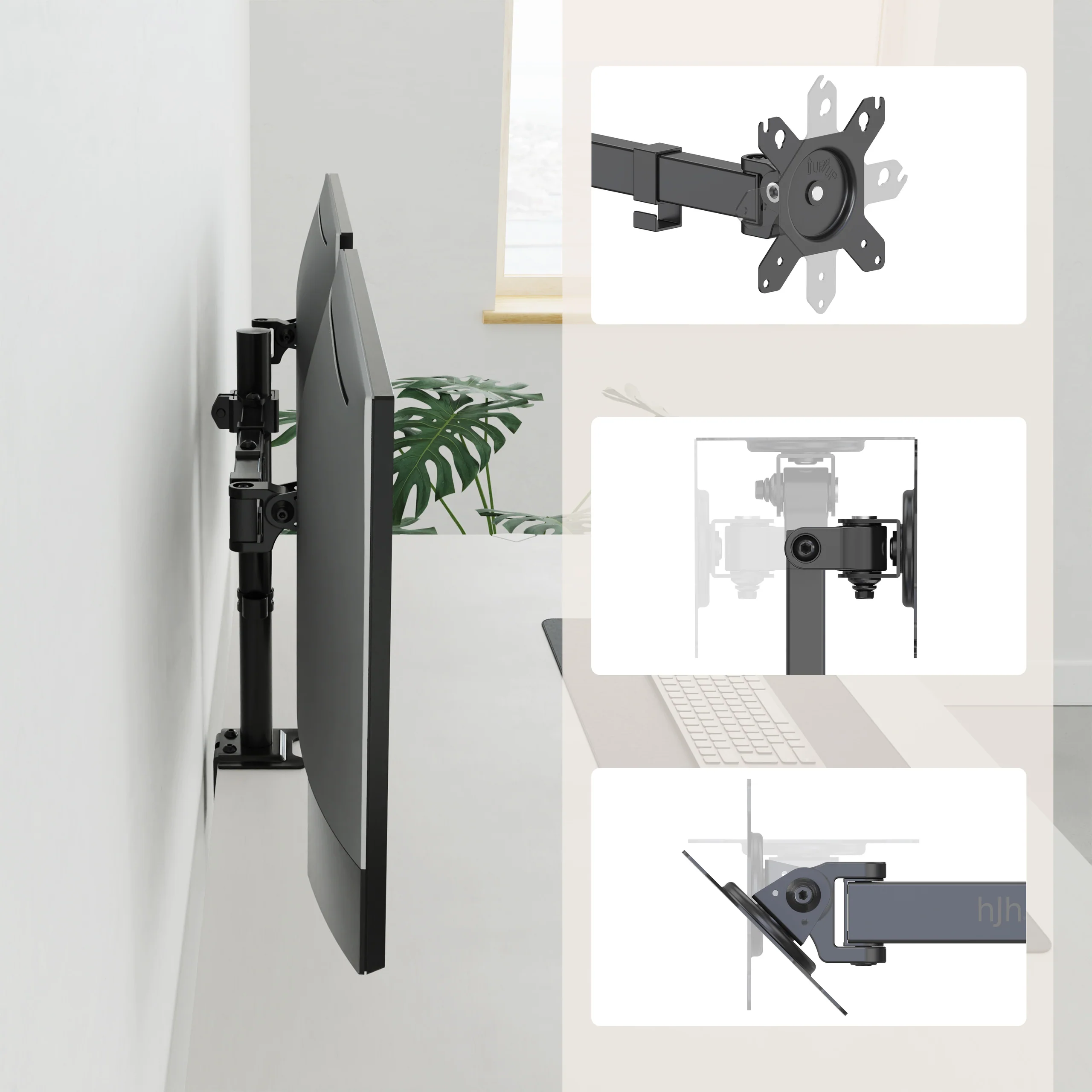 Monitorarm / Monitorhalterung Ergomount M2 - 2 Monitore 13 - 32 Zoll schwarz hjh OFFICE - Image 5