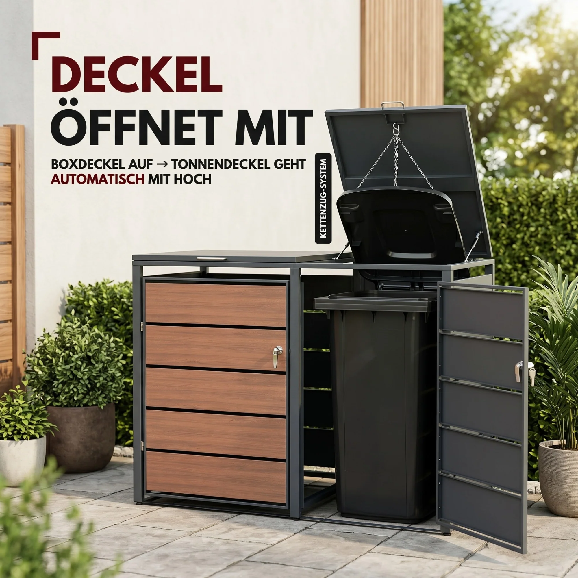 Mülltonnenbox mit Holzdekor 4er - Image 5