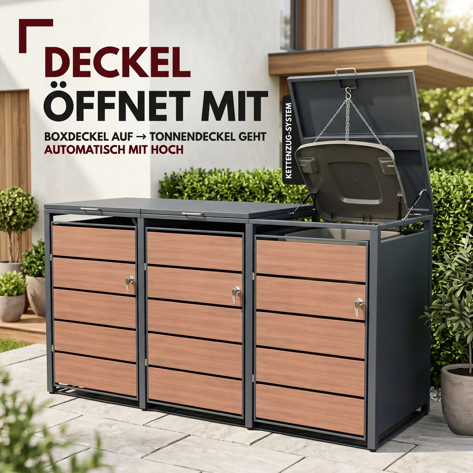 Mülltonnenbox mit Holzdekor 4er - Image 9