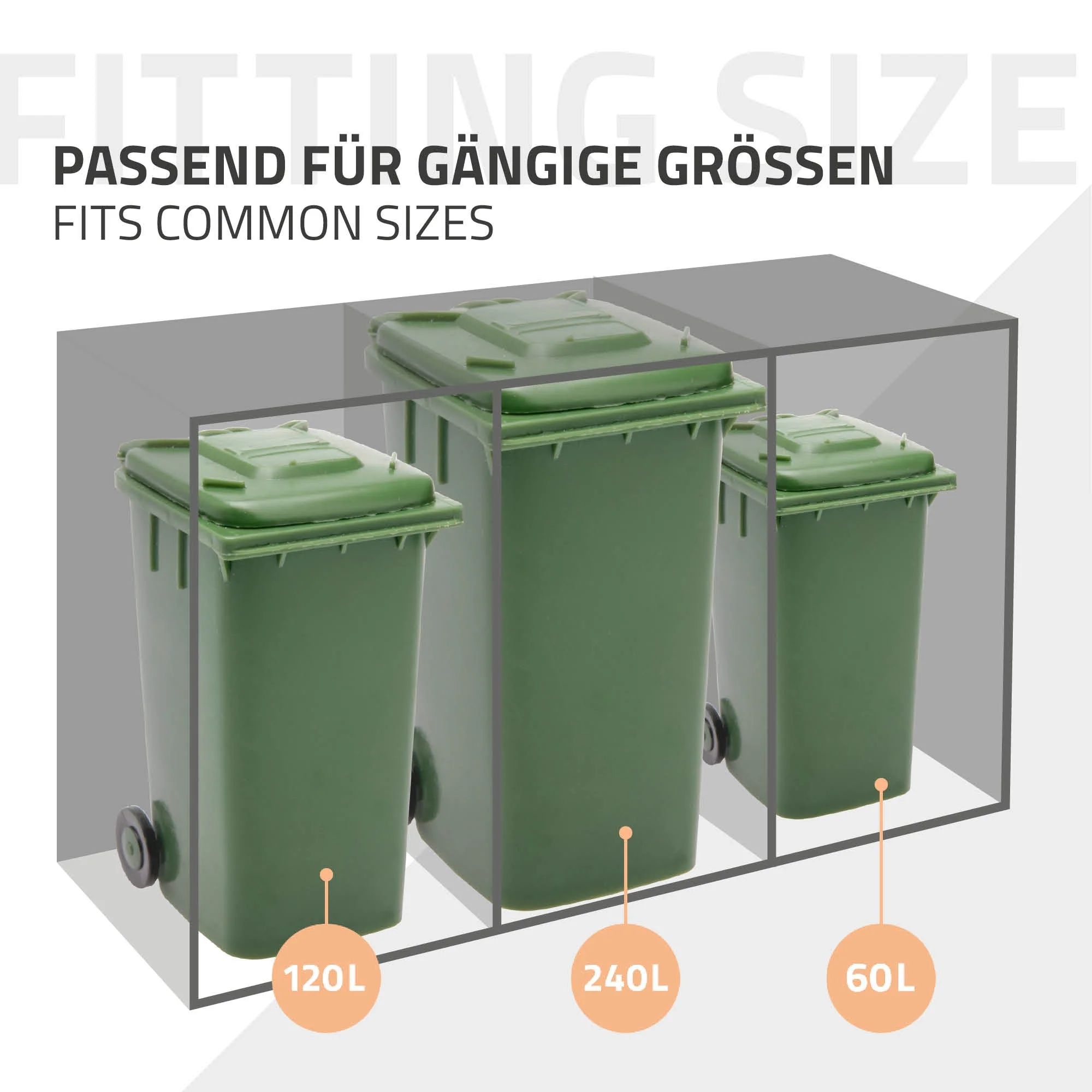 Mülltonnenbox mit Pflanzdach, 240L, Anthrazit-Holzoptik, aus Stahl pulverbeschichtet, wetterfest - Image 15