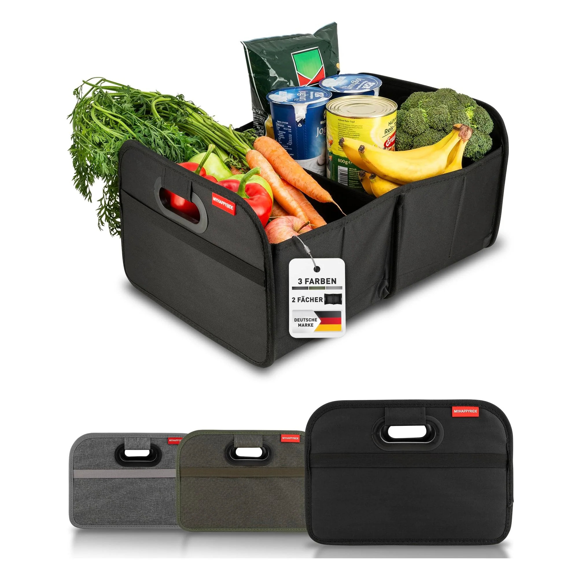 MyHappyRide Auto Kofferraumtasche Schwarz - Kofferraum Organizer zusammenklappbar - - Image 6