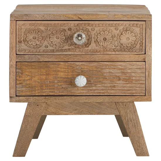 Nachttisch Milano mit 2 Schubladen 40x40x35 cm Natur, Unikat, handgefertigt