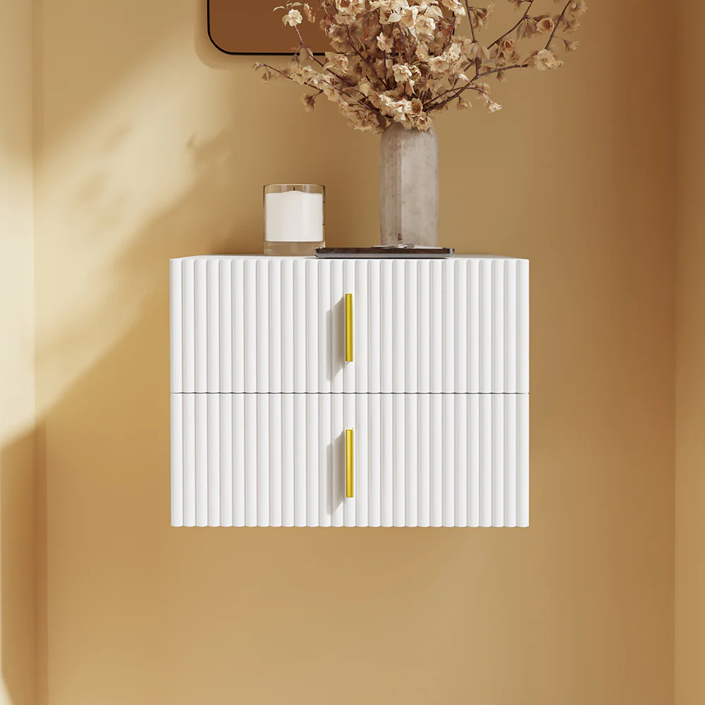 Nachttisch mit 2 Schubladen Weiß 40x30x30cm Modern FBT177-E-W - Image 2