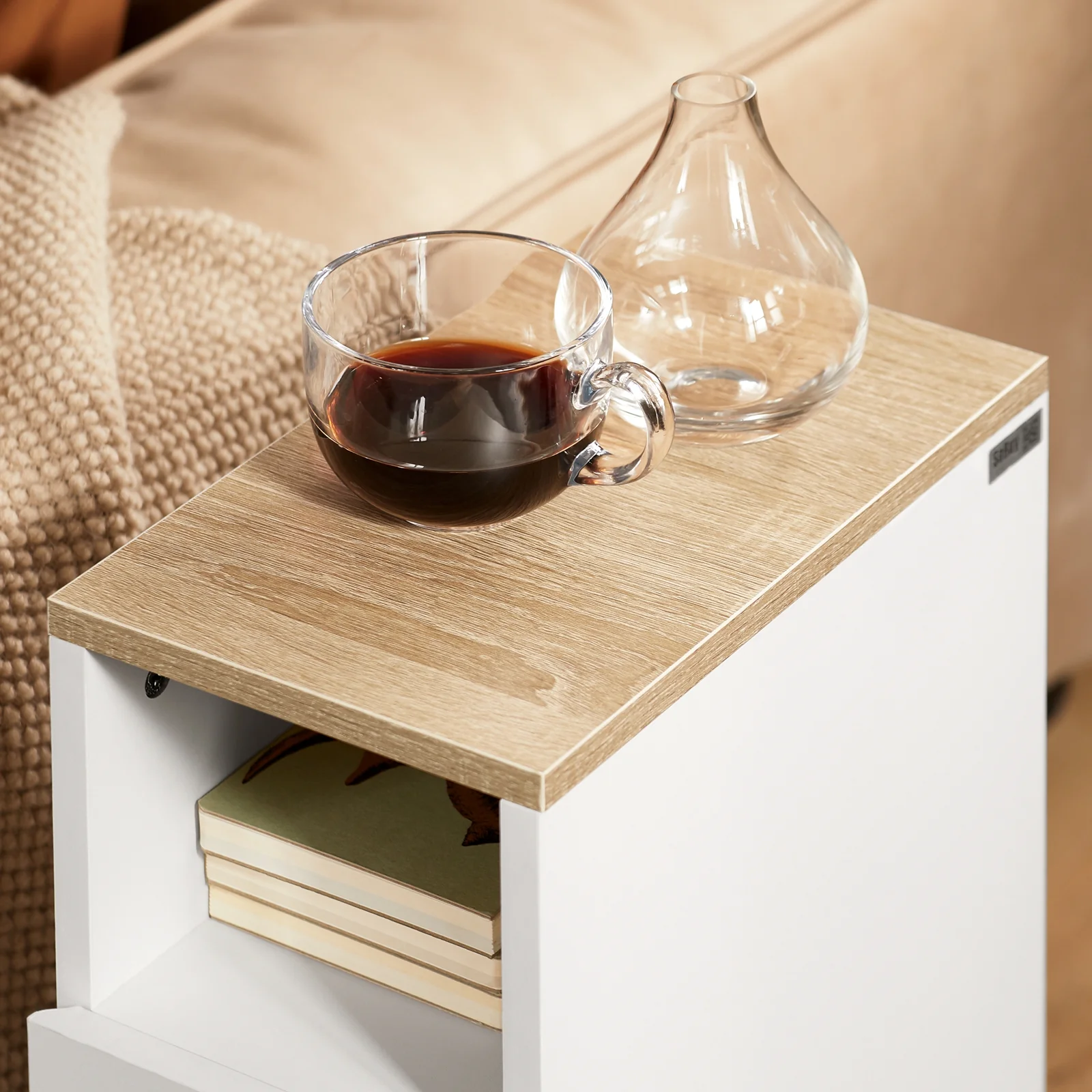 Nachttisch-Set 2er mit 2 Schubladen & offenem Fach Weiß 35x20x60cm Modern FBT149-WNx2 - Image 11