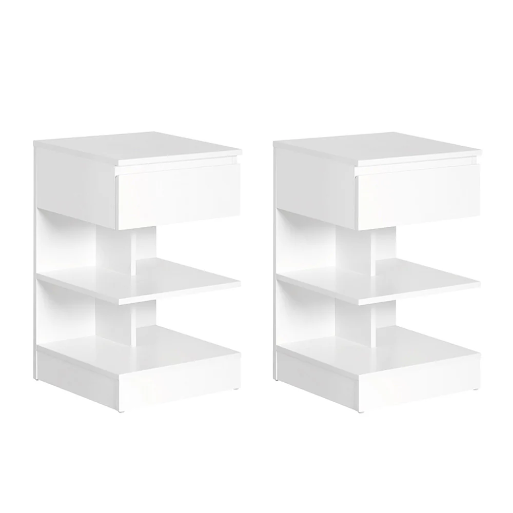 Nachttisch-Set Aufbewahrung Weiß 39x39x65cm Minimalistisch FBT49-WX2