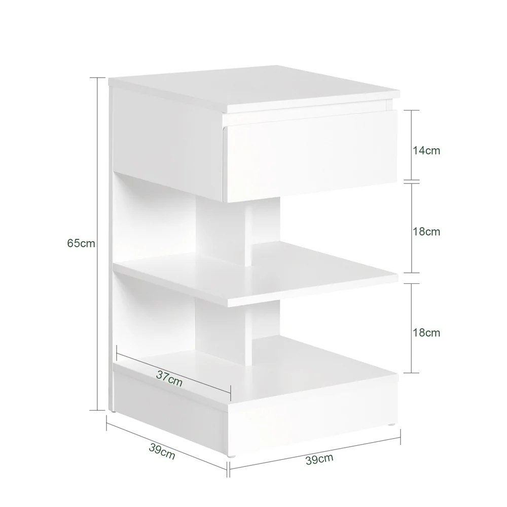 Nachttisch-Set Aufbewahrung Weiß 39x39x65cm Minimalistisch FBT49-WX2 - Image 6