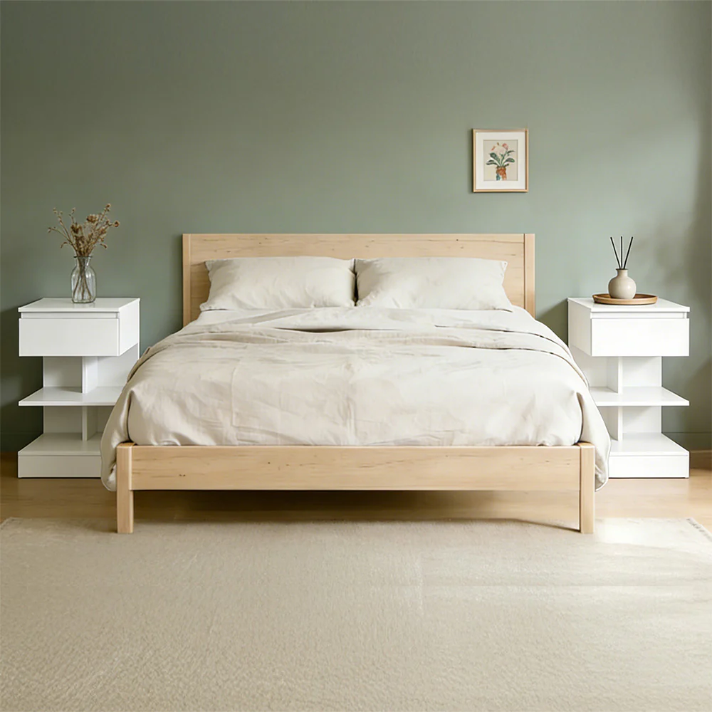Nachttisch-Set Aufbewahrung Weiß 39x39x65cm Minimalistisch FBT49-WX2 - Image 8