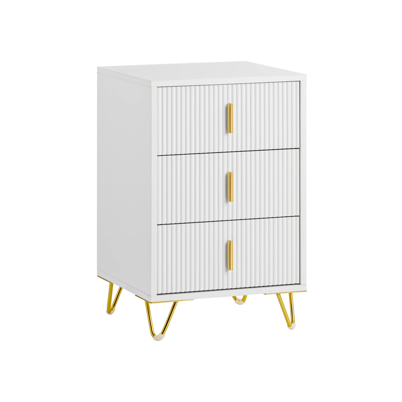 Nachttisch-Set mit 3 Schubladen Weiß 40x36x63cm Modern FBT115-L-Wx2 - Image 6