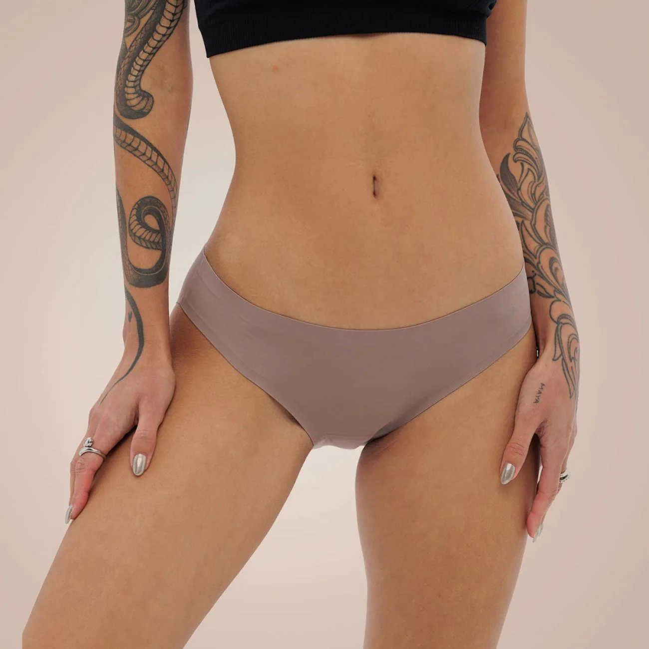 Nahtlose Periodenunterwäsche – Menstruationsslip aus Bio-Baumwolle, Beige XXL