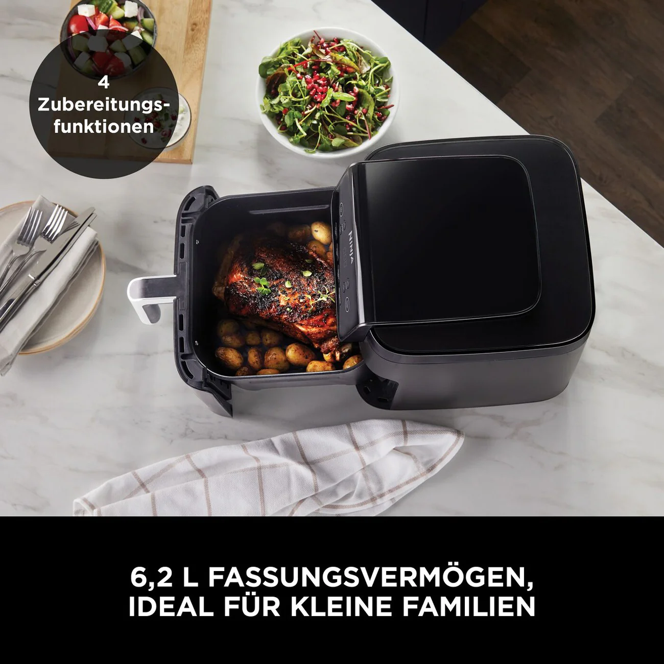 Ninja AF170EU Heißluftfritteuse schwarz 6.2 L Spülmaschinenfestes Zubehör - Image 3