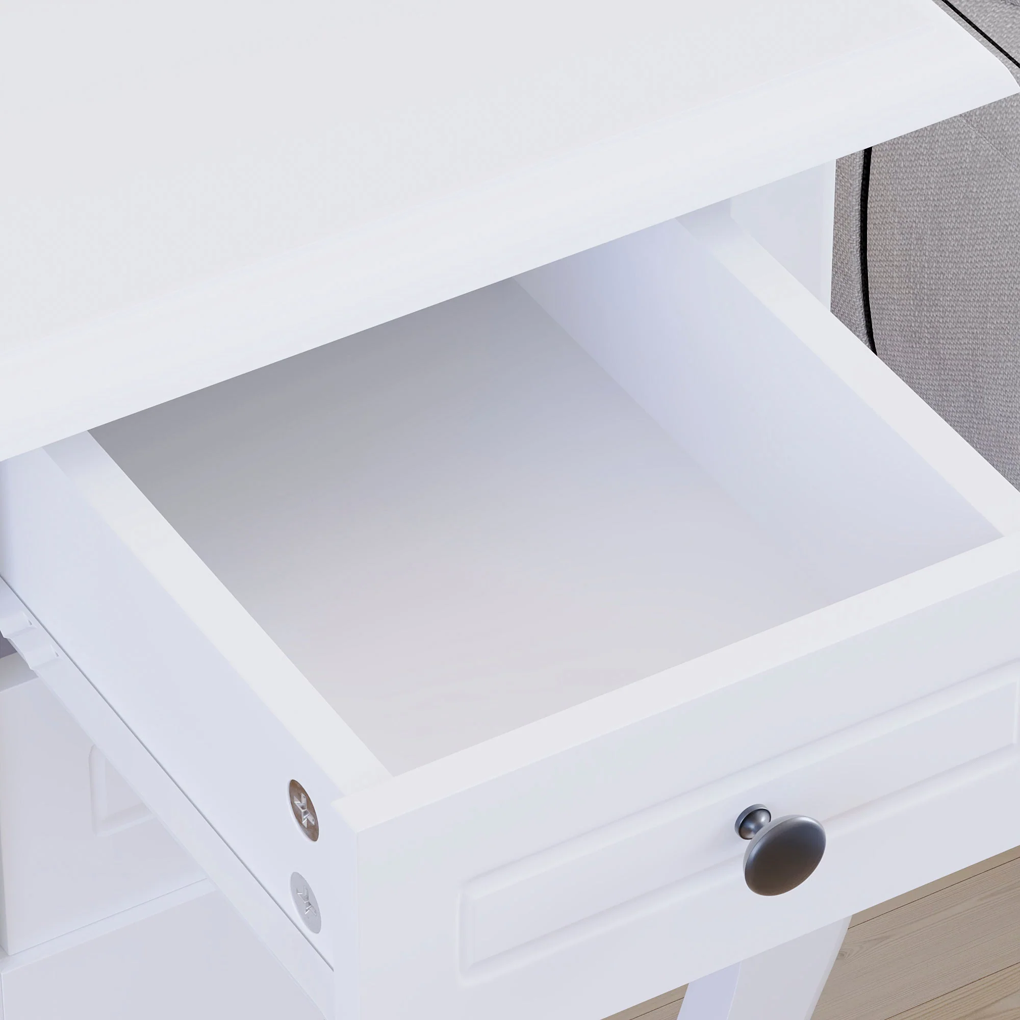 Nishano Weiß Nachttischschrank mit 2 Schubladen – Shabby-Chic Schlafzimmermöbel - Image 7