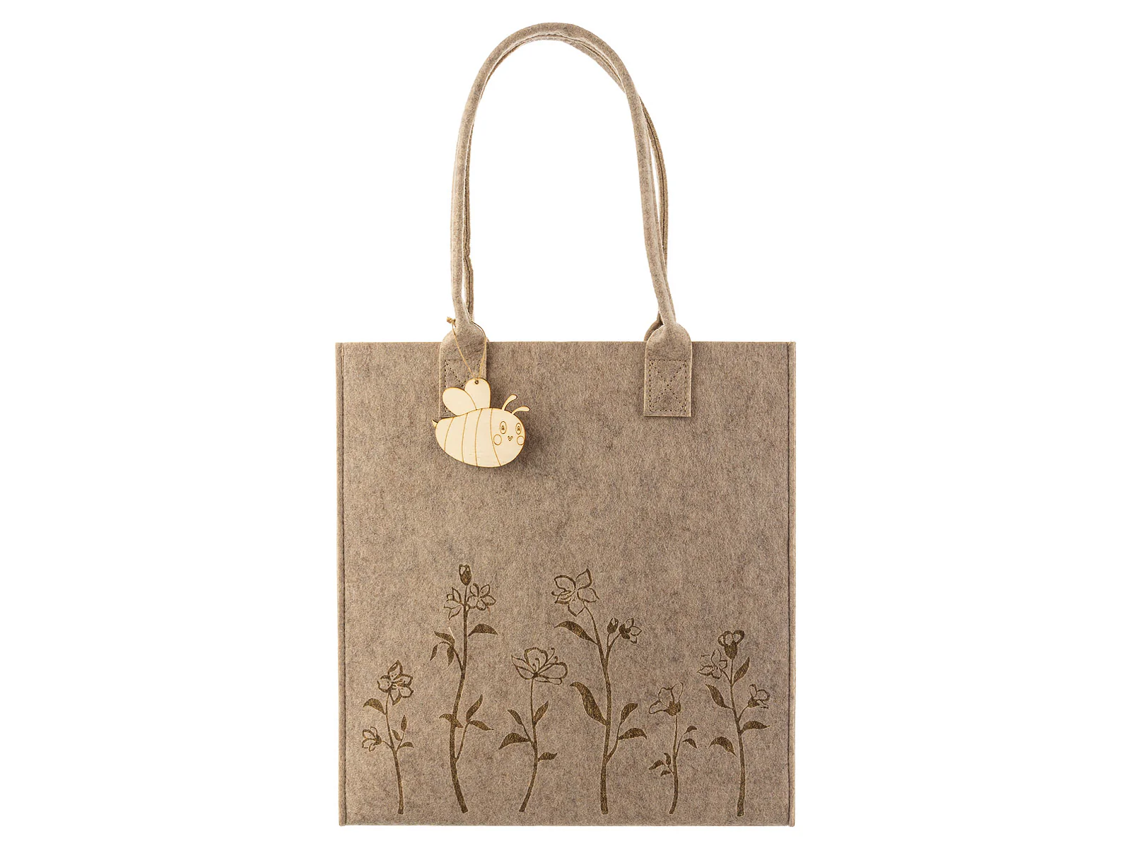 Noor Living Filztasche Shopper 32124 Blumenwiese Holzbiene grau
