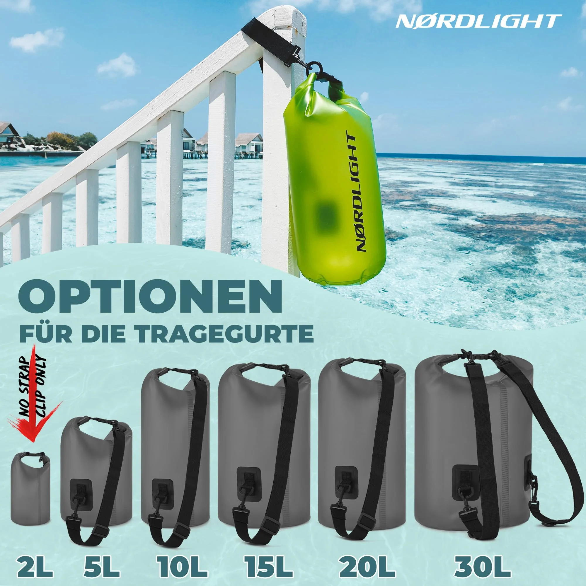 Nordlight wasserdichte Tasche 3er Set (Anthrazit) - Dry Bag 5l + wasserdichte Handyhülle + - Image 4